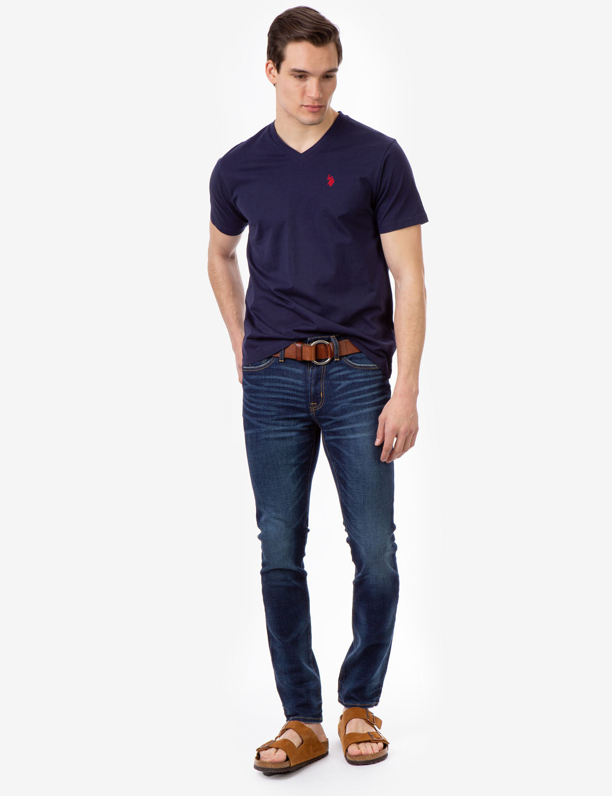 Skinny Fit Stretch Jeans - Acid Wash Slim Straight Denim