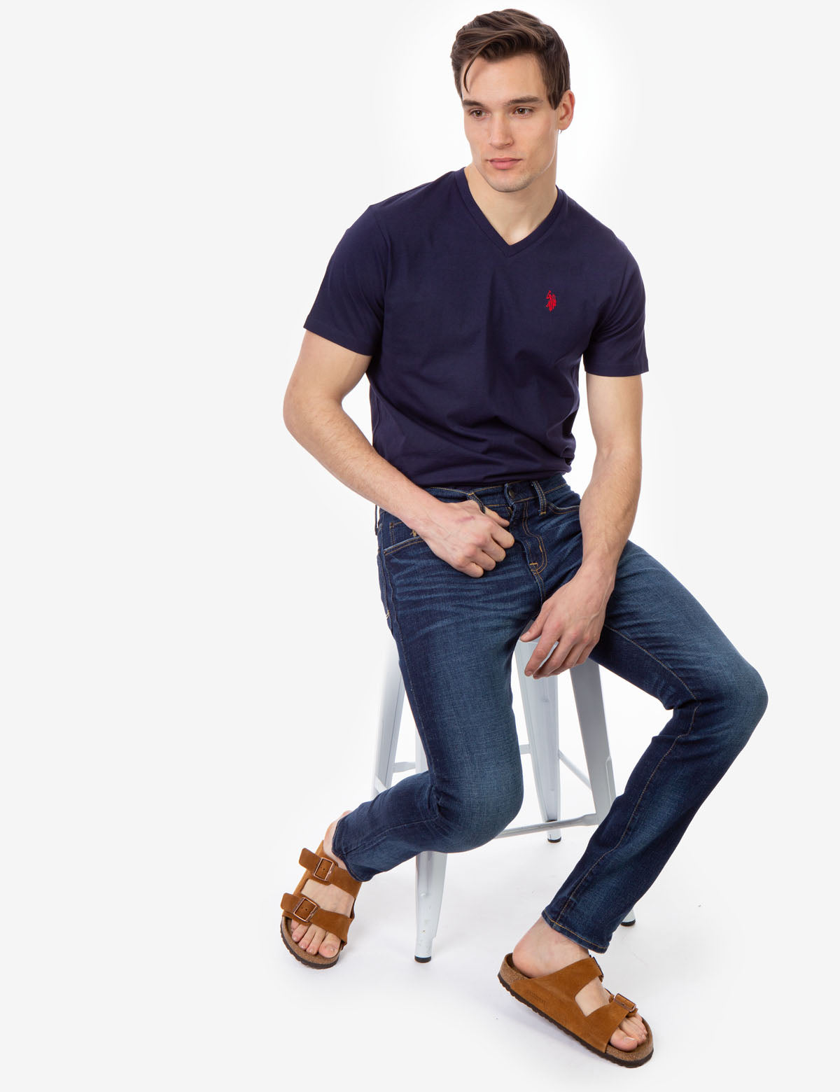 Skinny Fit Stretch Jeans - Acid Wash Slim Straight Denim