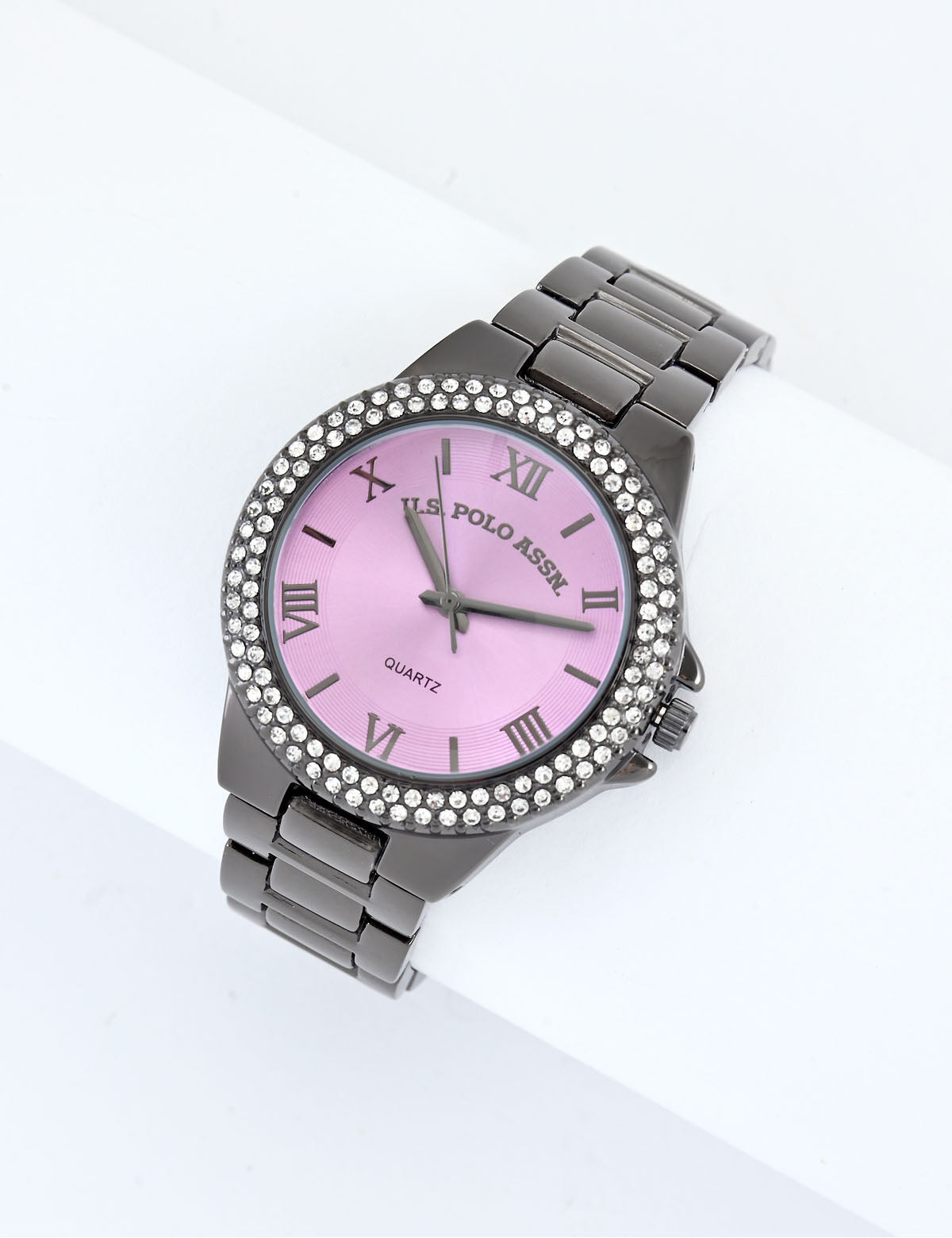 Women's Gunmetal Embellished Watch - Elegant & Stylish Timepiece