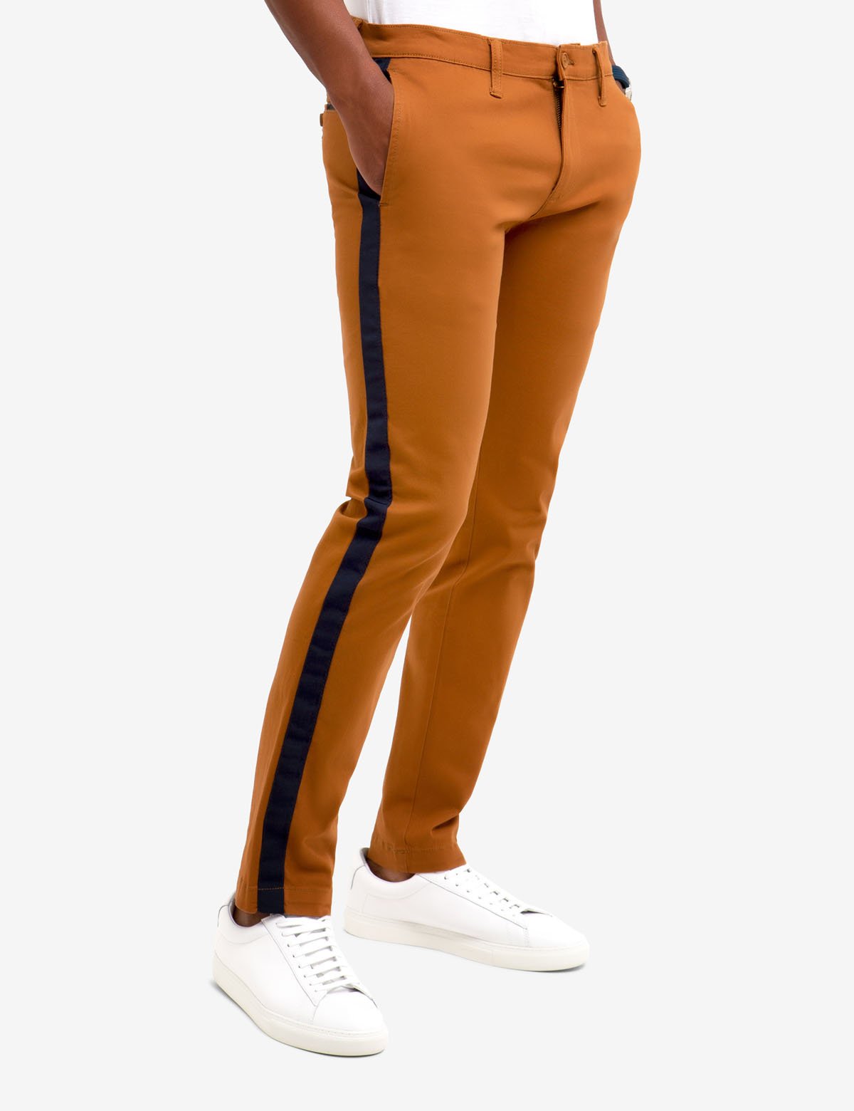 Slim Fit Navy Side Tape Chinos for Men