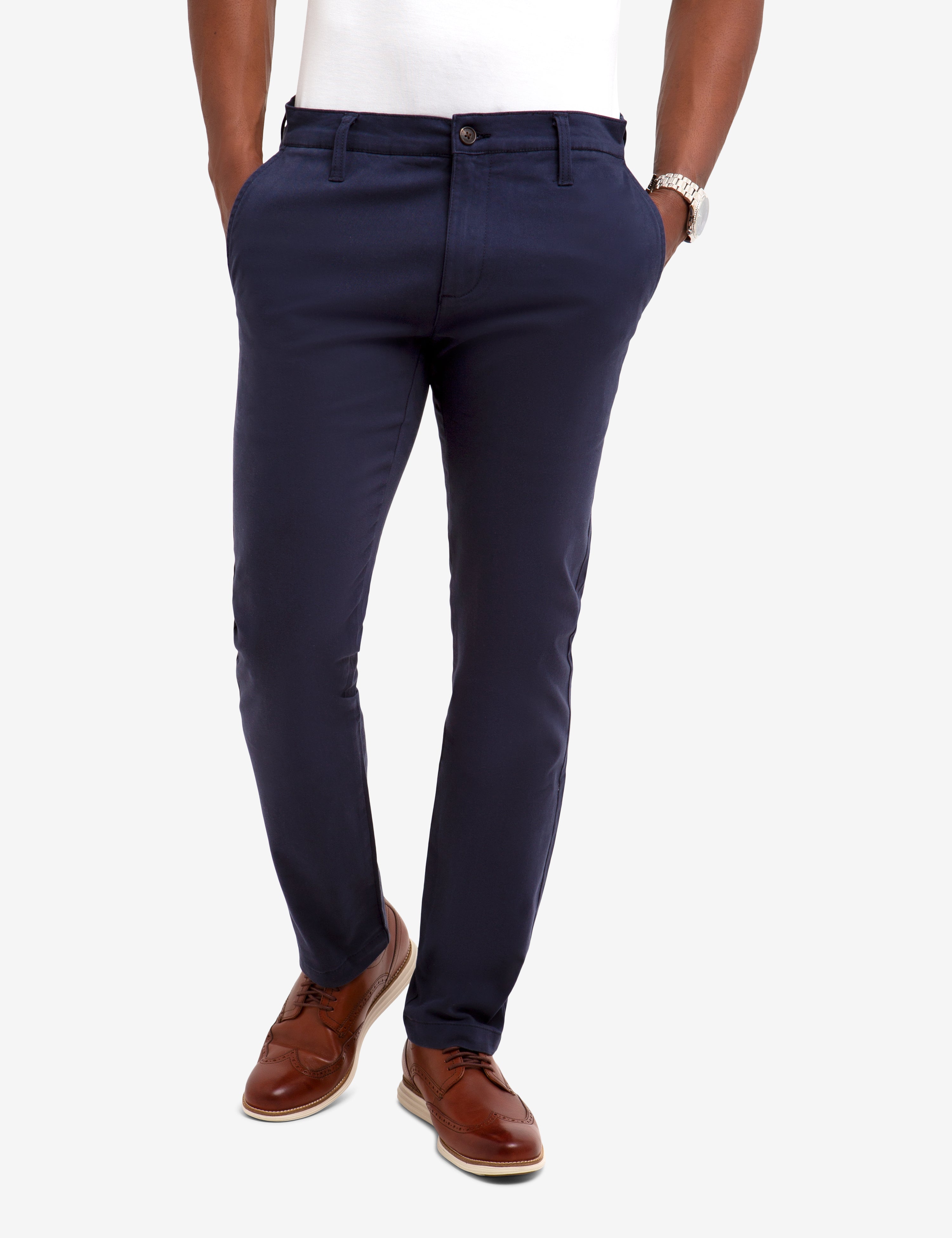 Men's Skinny Stretch Twill Chinos - Slim Fit Cotton Spandex Pants