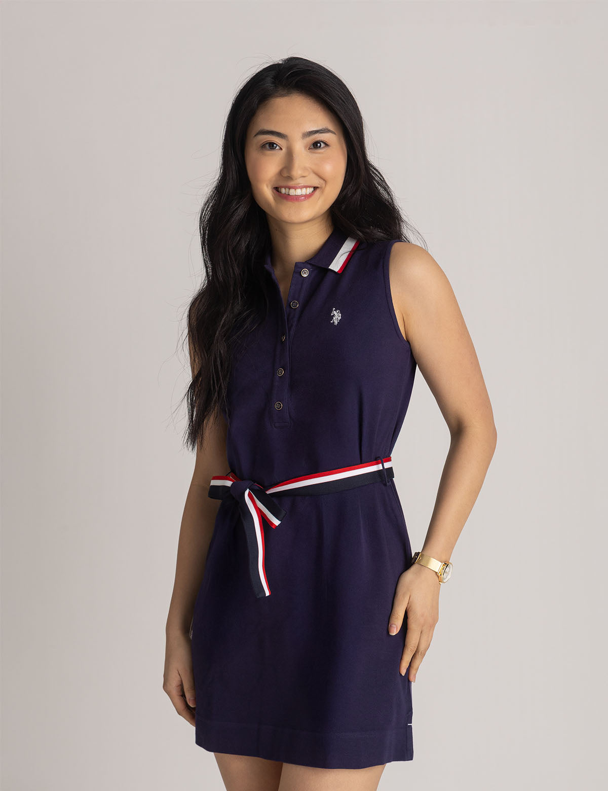 Sleeveless Stripe Polo Dress - Classic Signature Style