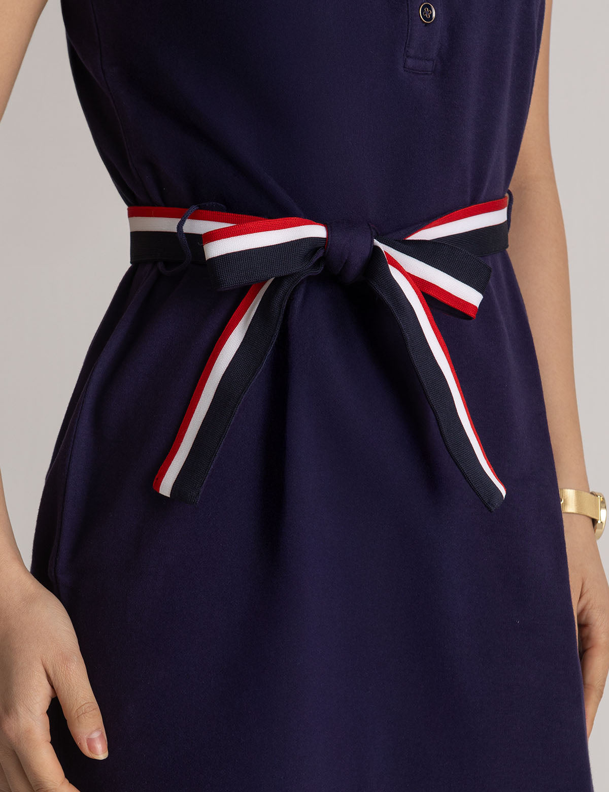 Sleeveless Stripe Polo Dress - Classic Signature Style