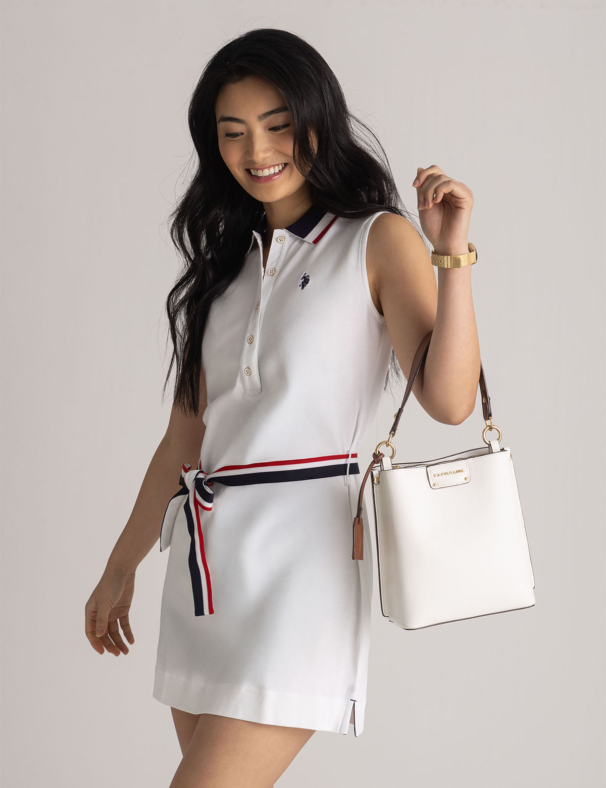 Sleeveless Stripe Polo Dress - Classic Signature Style
