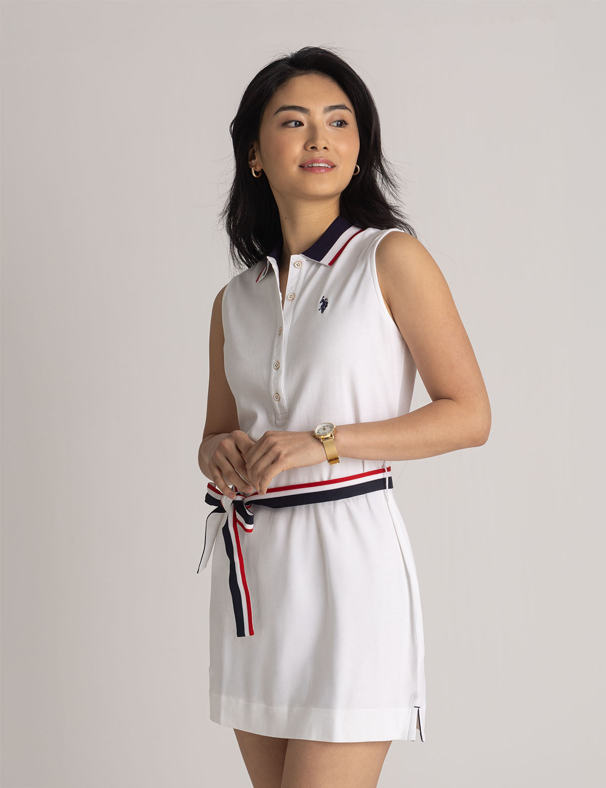 Sleeveless Stripe Polo Dress - Classic Signature Style