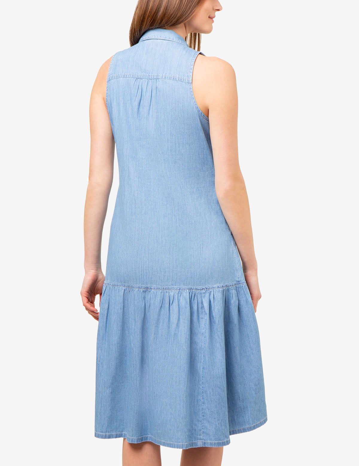 Sleeveless Chambray Tiered Dress - Casual Summer Style