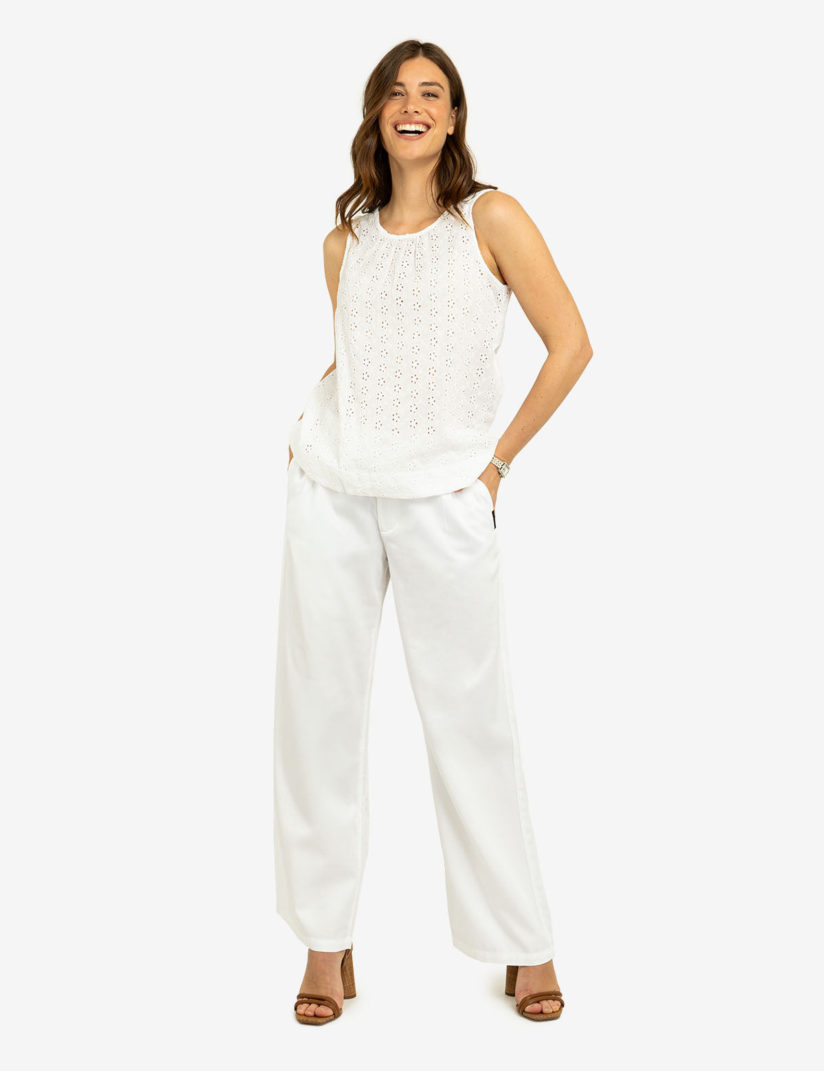 Women's Sleeveless Tie Back Top - Casual Summer Blouse