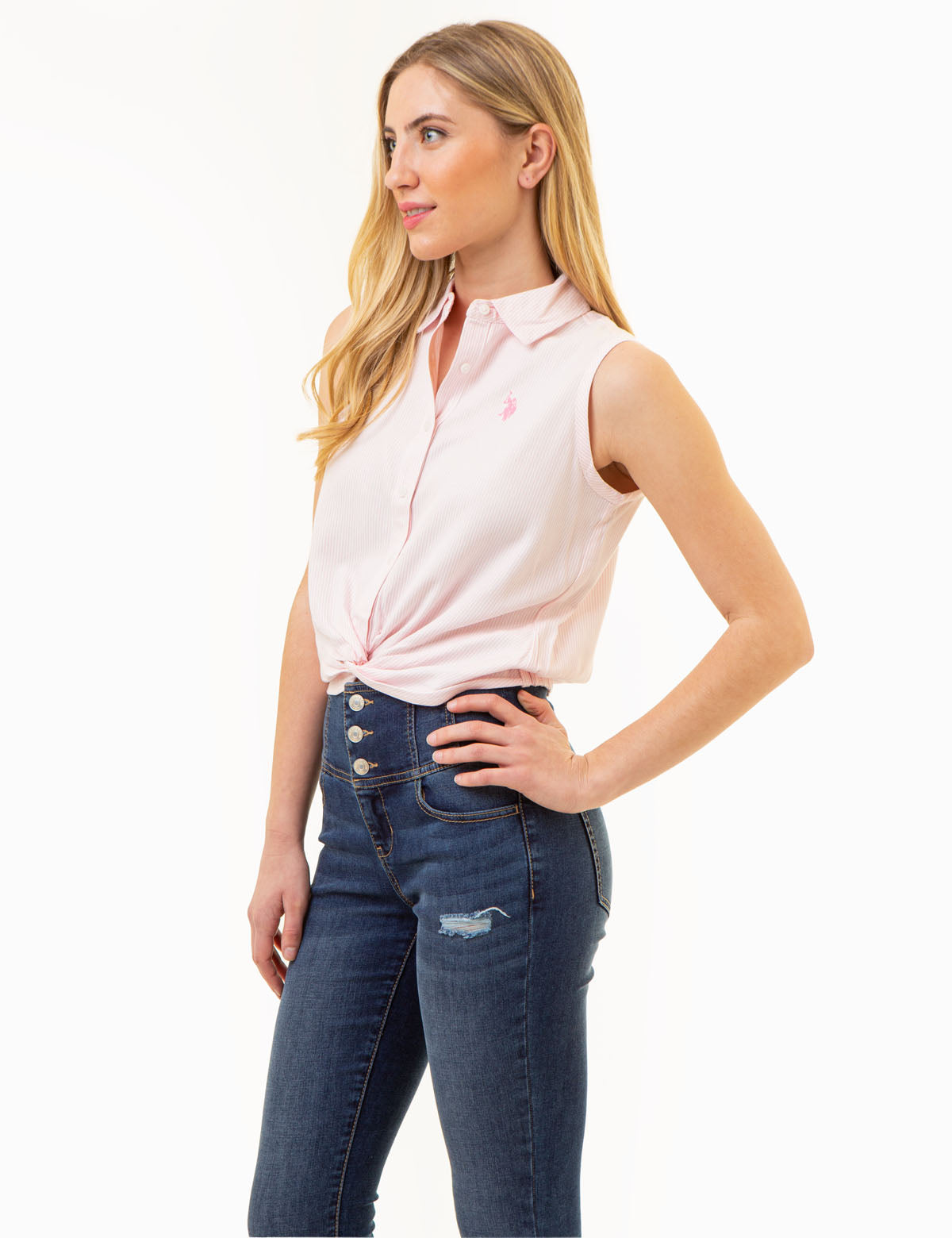 Sleeveless Twist Front Blouse for Women