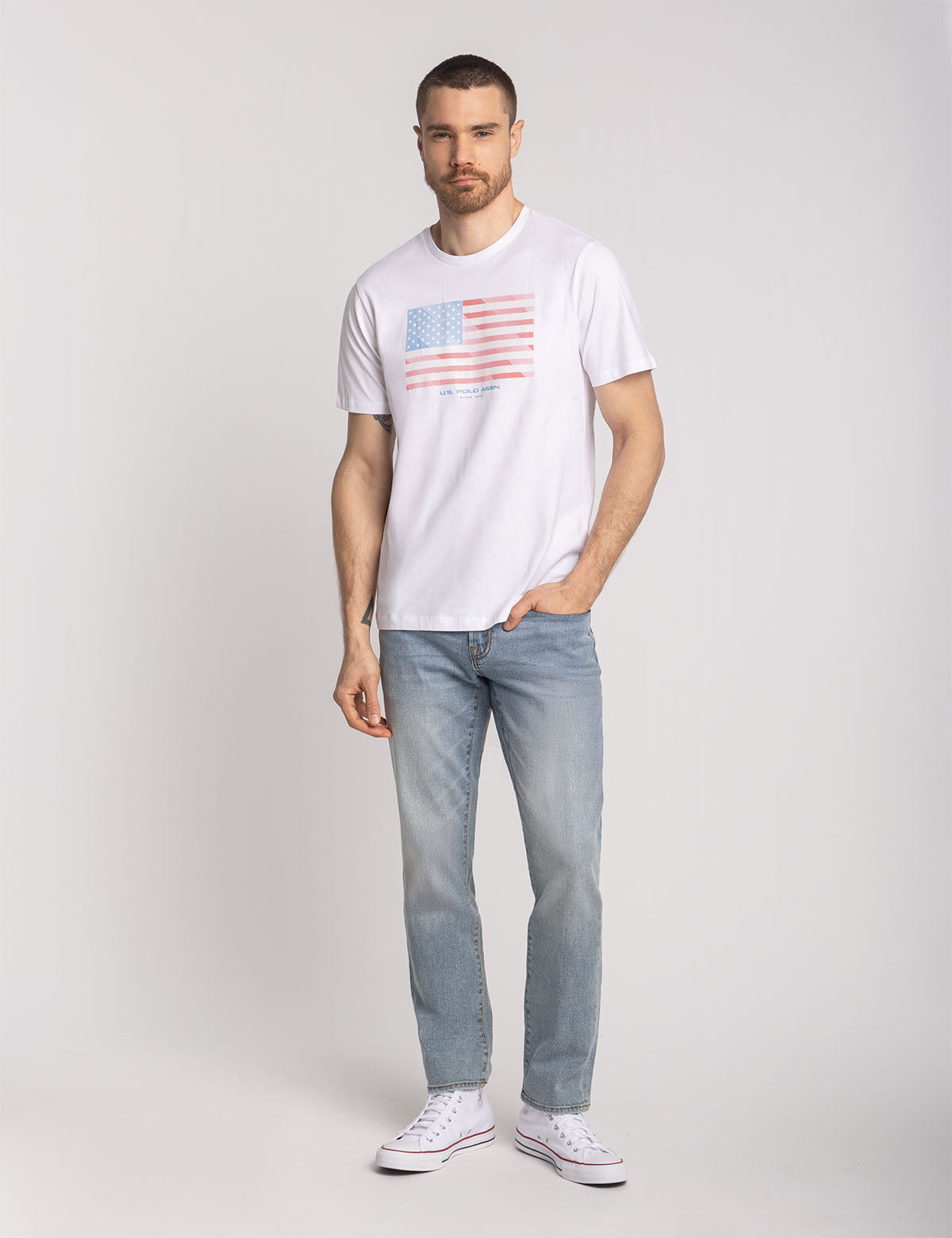 Diagonal Stripes Flag Graphic Tee for Men & Women - Stylish Casual T-Shirt