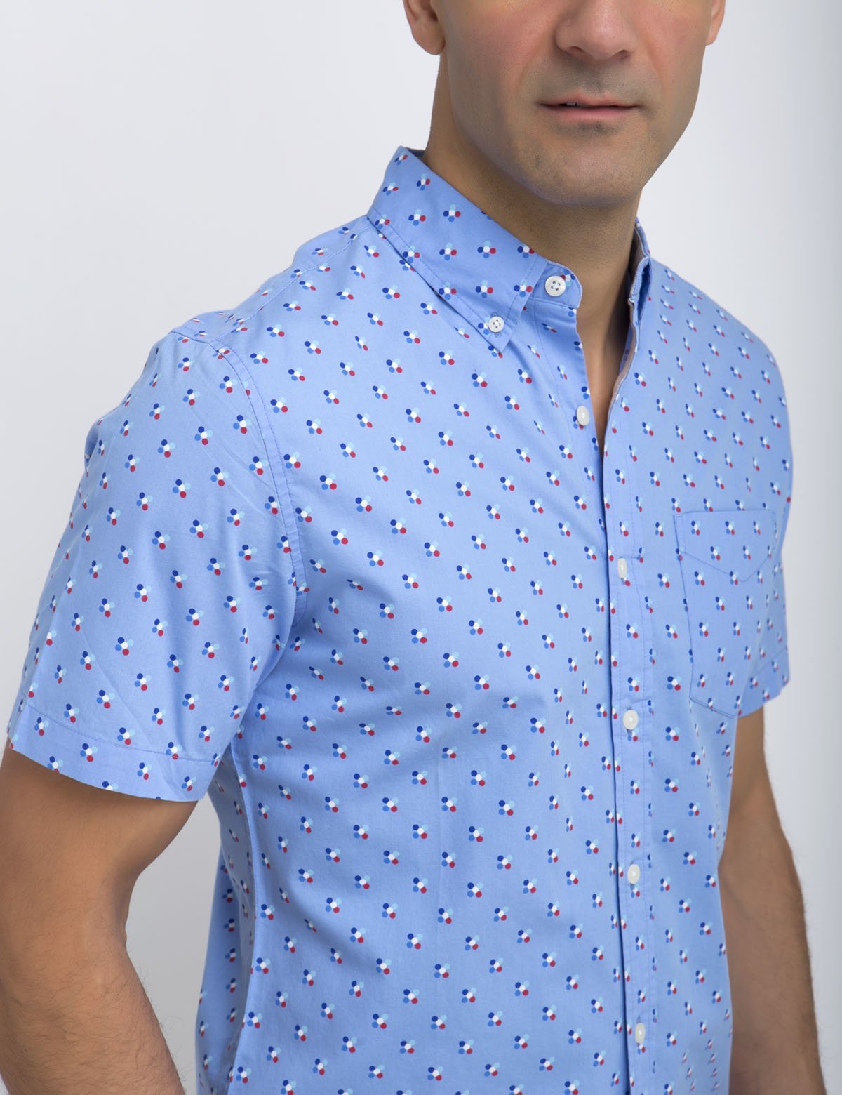 Men's Slim Fit Cotton Shirt with Circle Print & Chest Pocket