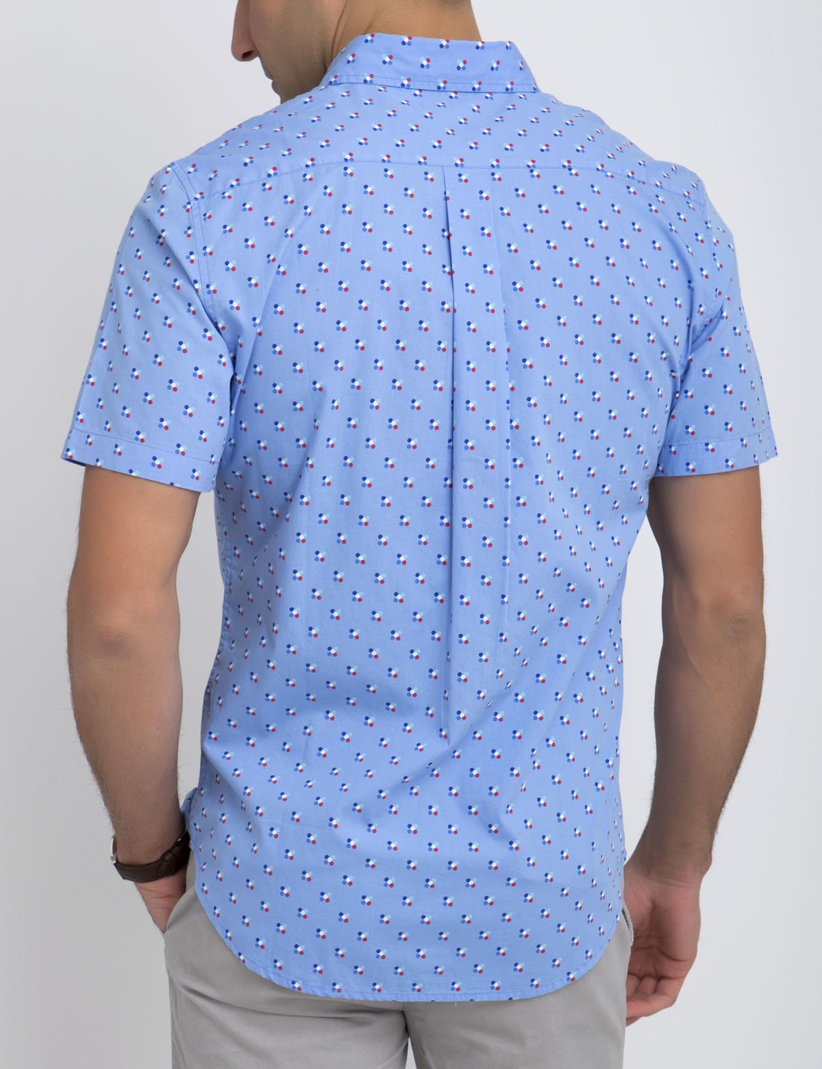 Men's Slim Fit Cotton Shirt with Circle Print & Chest Pocket