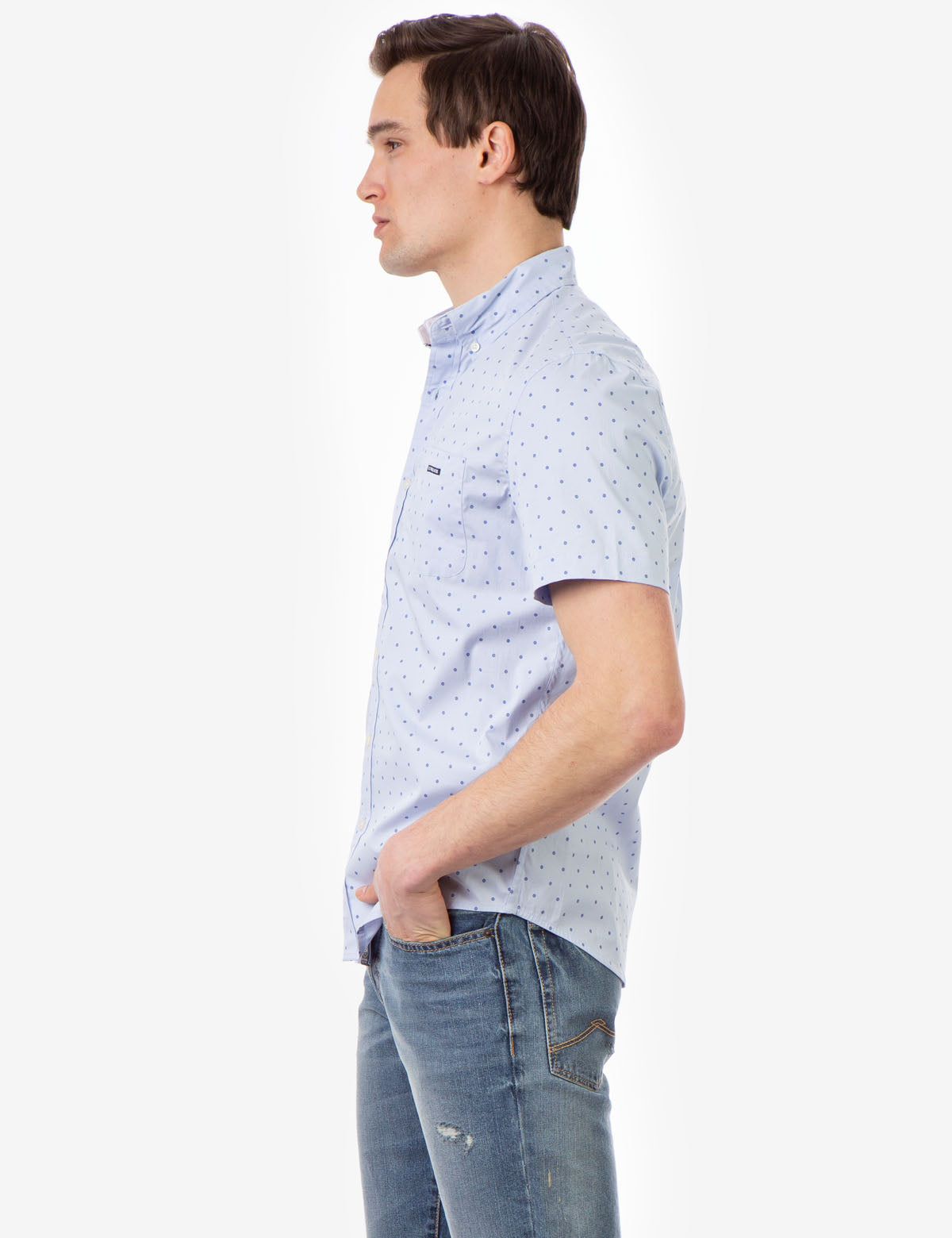 US Polo Assn Slim Fit Dot Pattern Short Sleeve Shirt