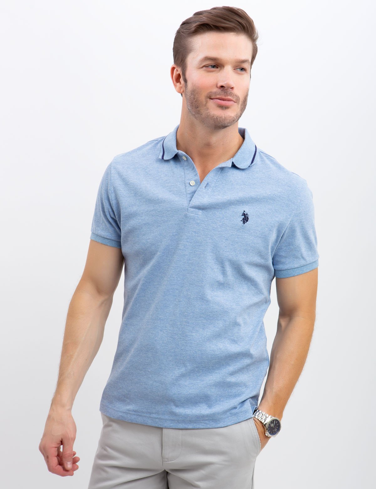 Slim Fit Interlock Polo Shirt for Men - Comfortable & Stylish