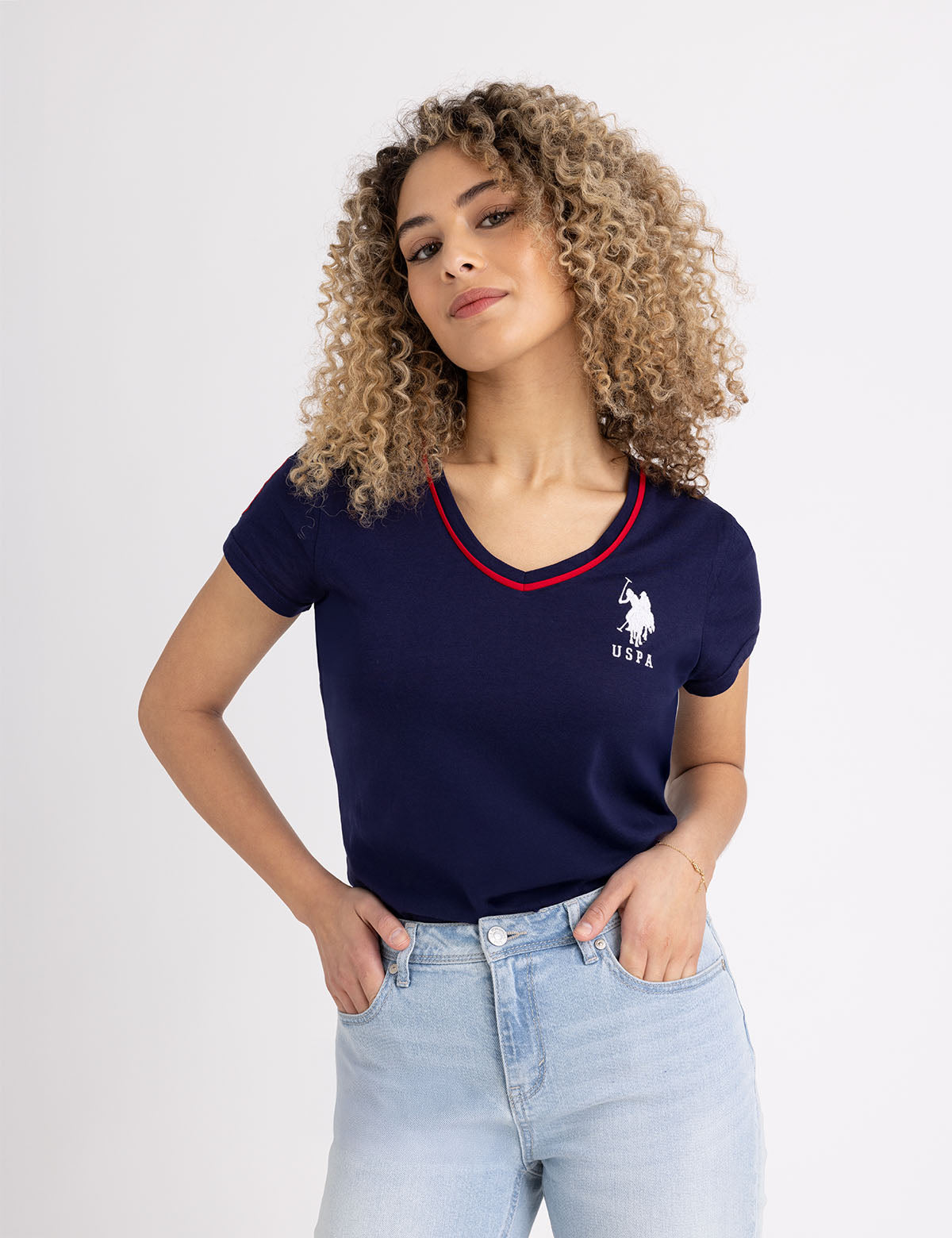Triple Crown V-Neck Cotton T-Shirt for Men