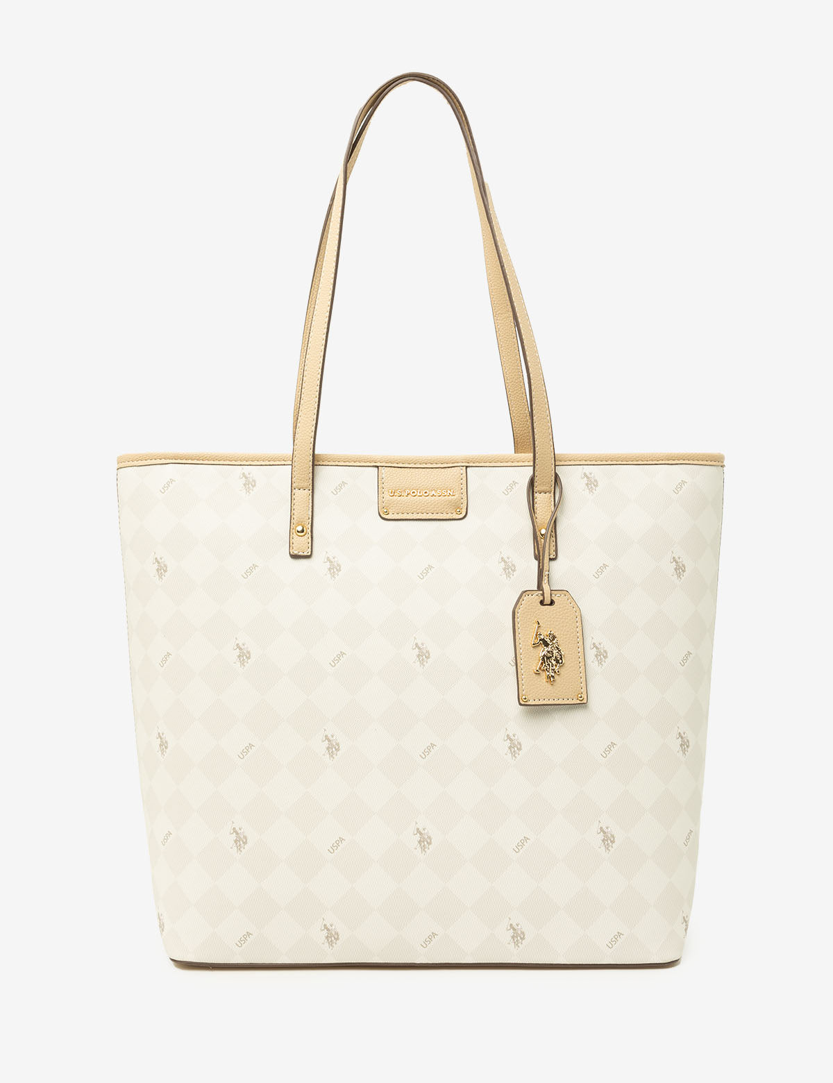 USPA Diamond Signature Tote Bag - PU Leather Zip Top Tote