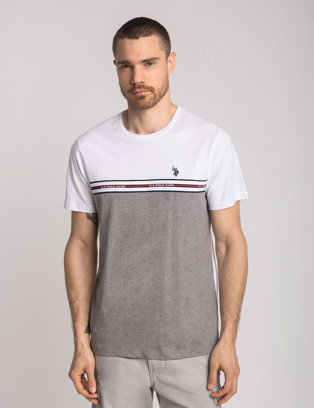 Striped Tricot Jersey T-Shirt - Pieced Design