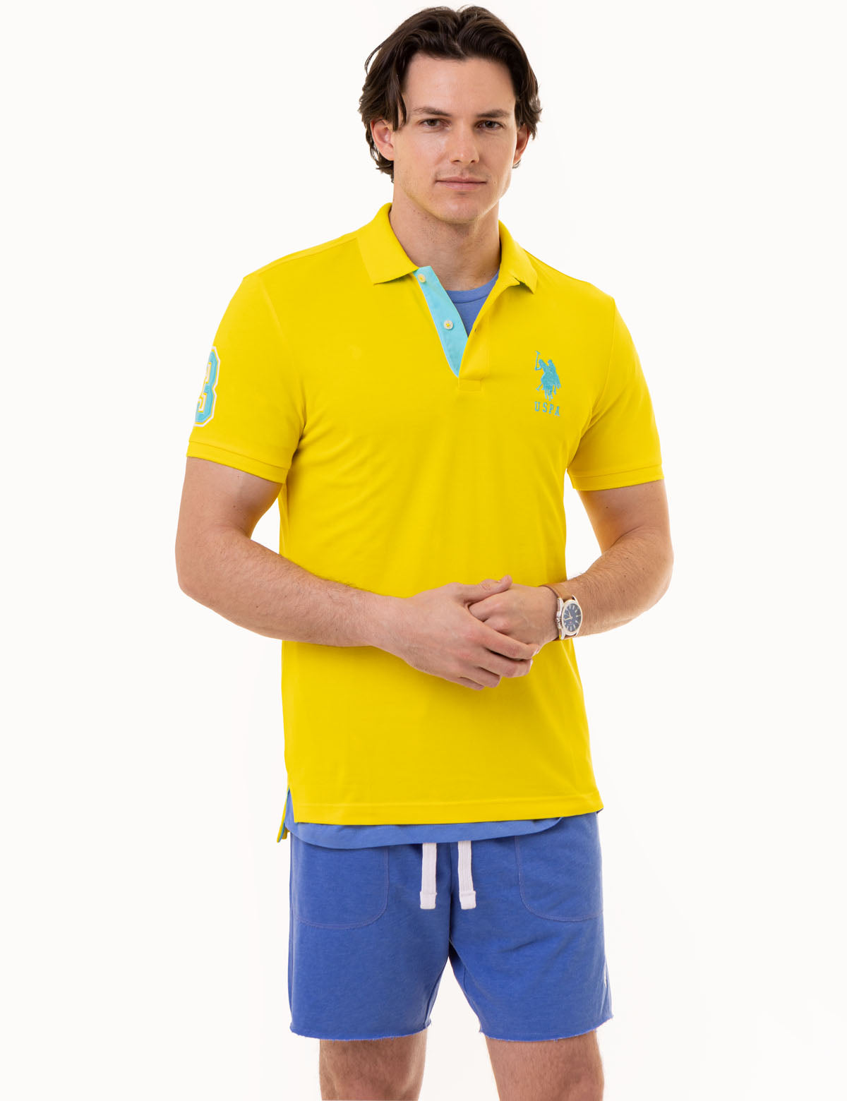 Men's Slim Fit Stretch Polo Shirt with Pinstripe Design