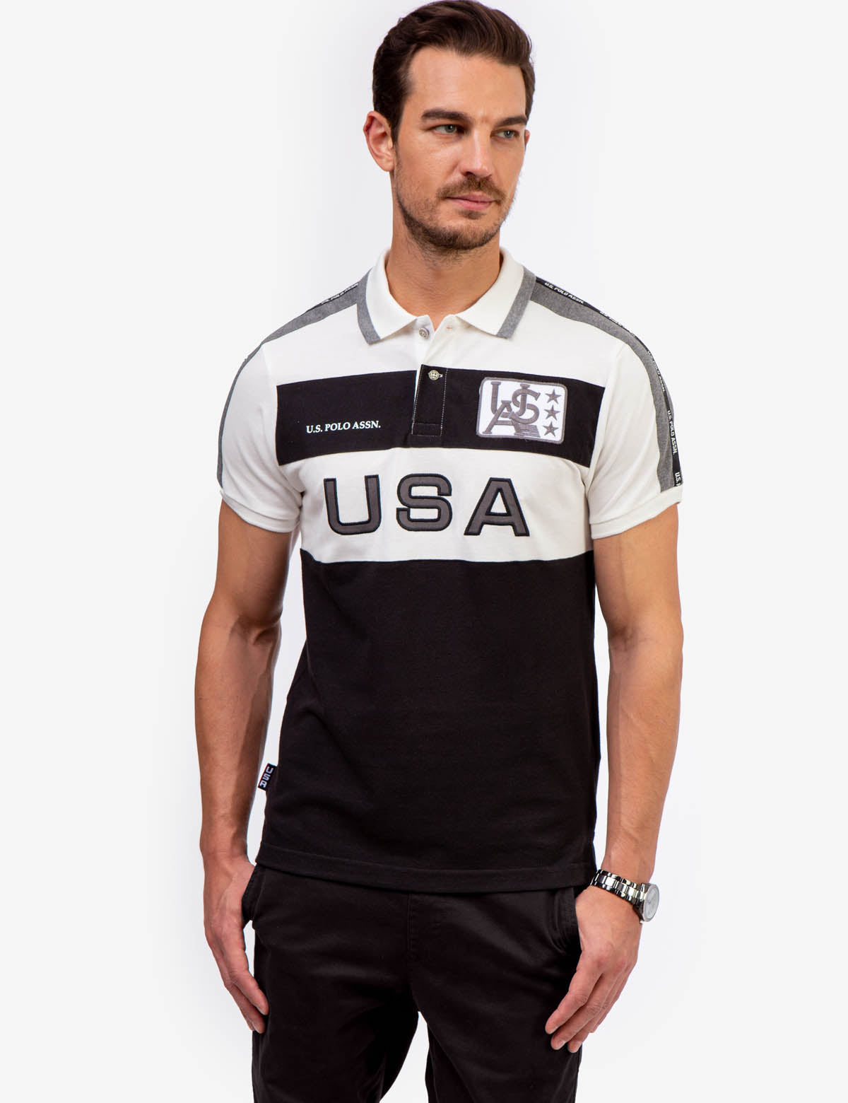 U.S. Polo Assn. Slim Fit Pique Polo Shirt with USA Patch