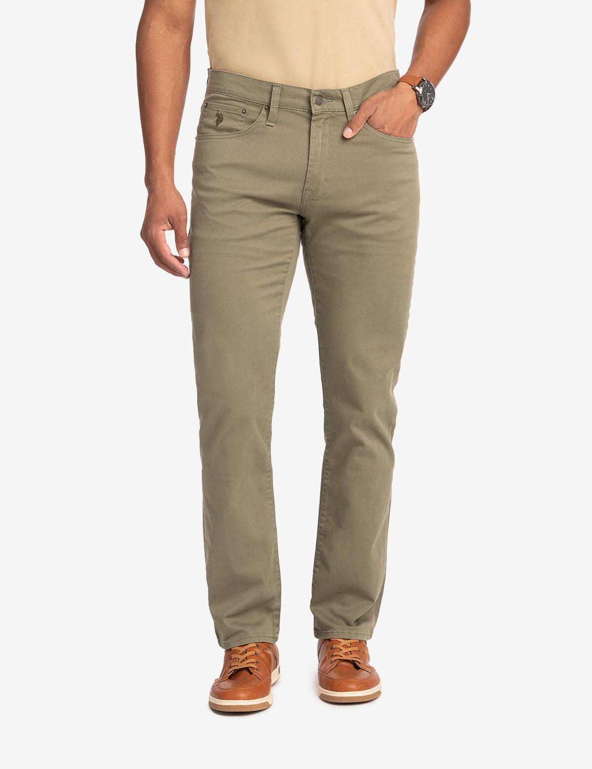 Men's Slim Straight Stretch Chino Pants - Cotton Spandex Fit