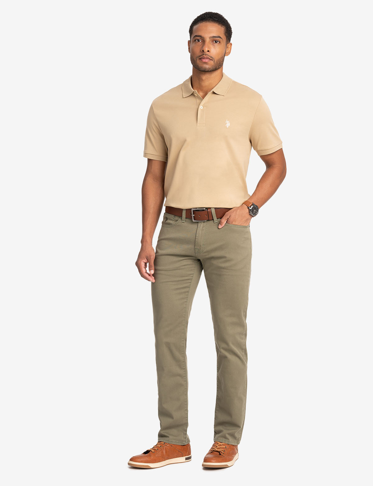 Men's Slim Straight Stretch Chino Pants - Cotton Spandex Fit