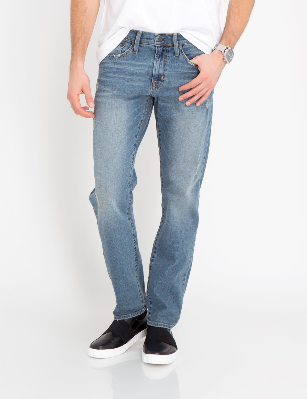 Slim Straight Fit Jeans for Men - 60% Cotton Denim
