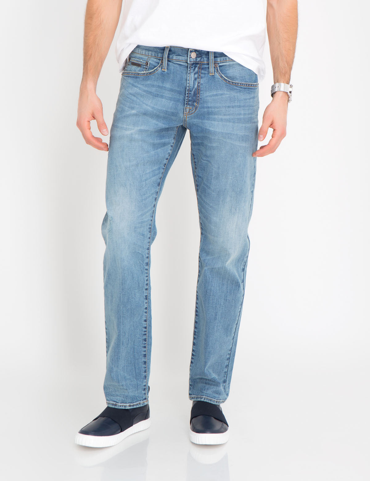 Slim Straight Fit Jeans for Men - Cotton Stretch Denim