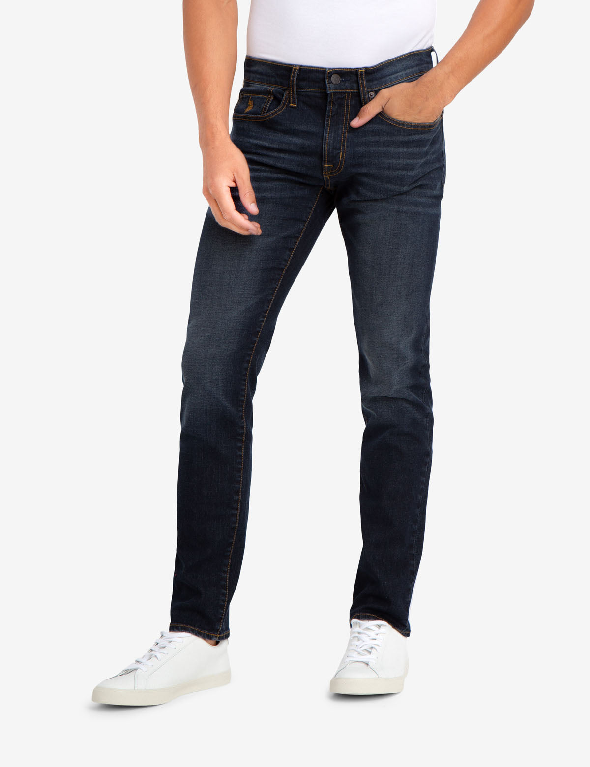 Men's Slim Stretch Jeans - Dark Wash Cotton Denim Pants