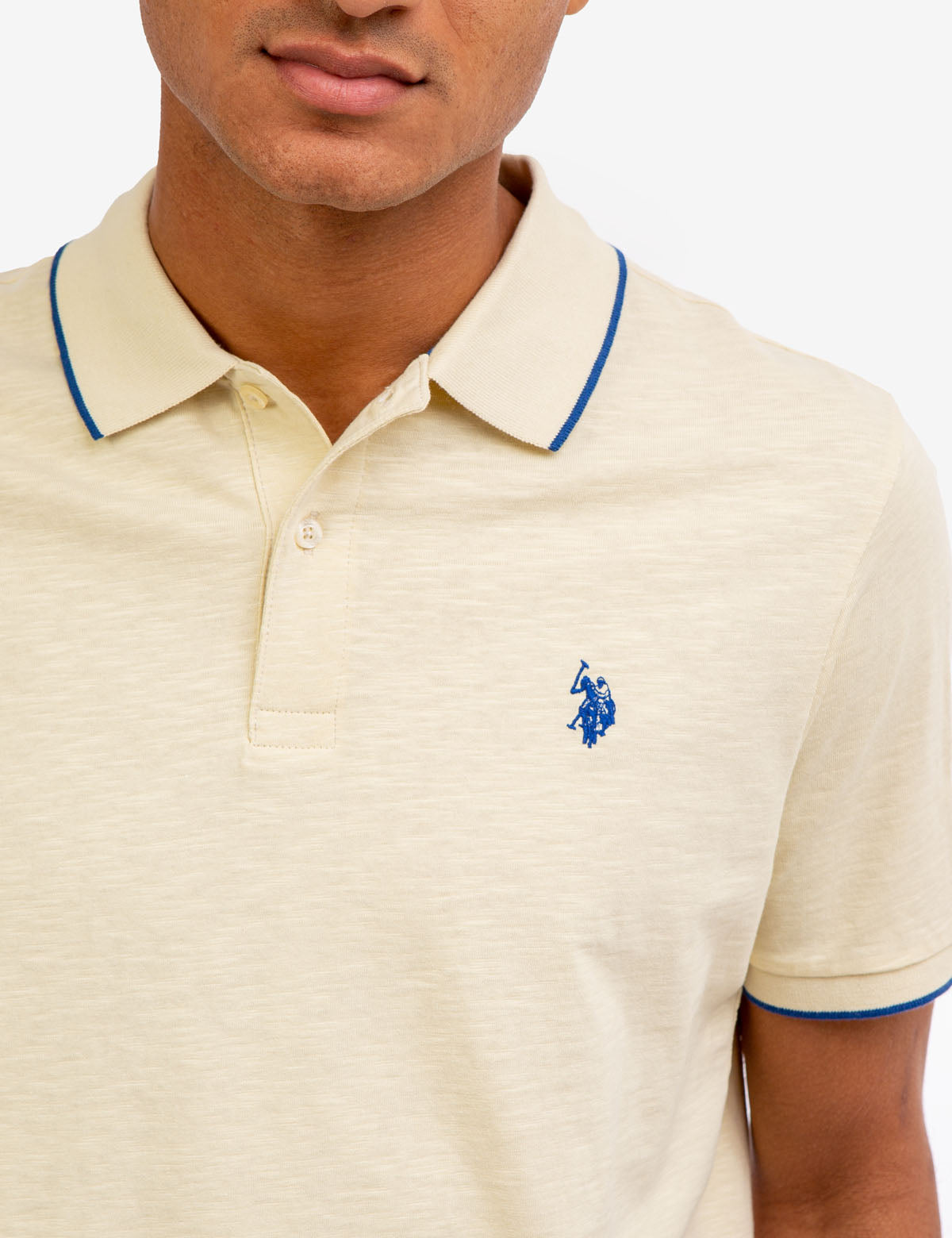 Men's Slim Fit Slub Jersey Polo Shirt with Contrast Cuffs