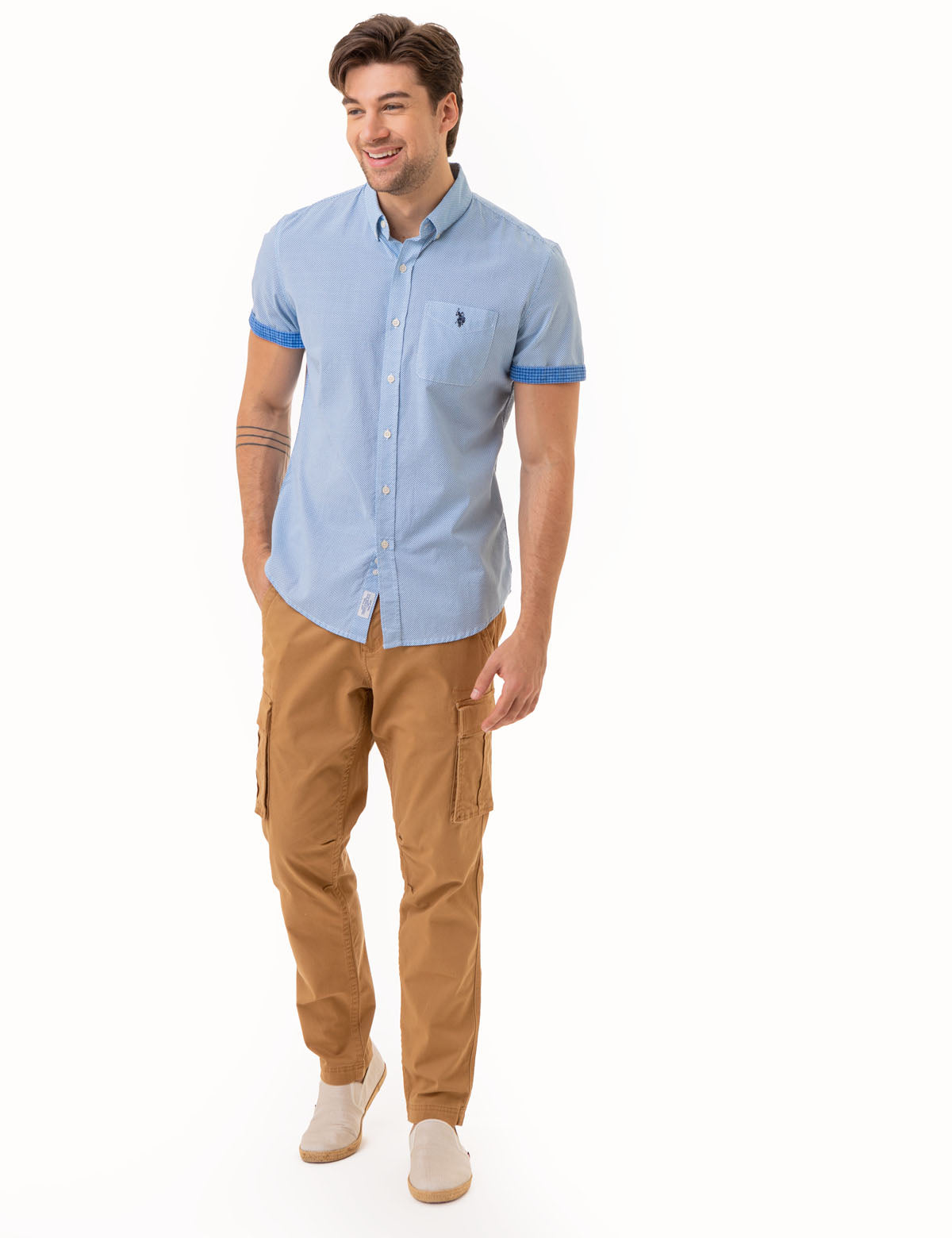 Men's Slub Poplin Shirt with Contrast Facing