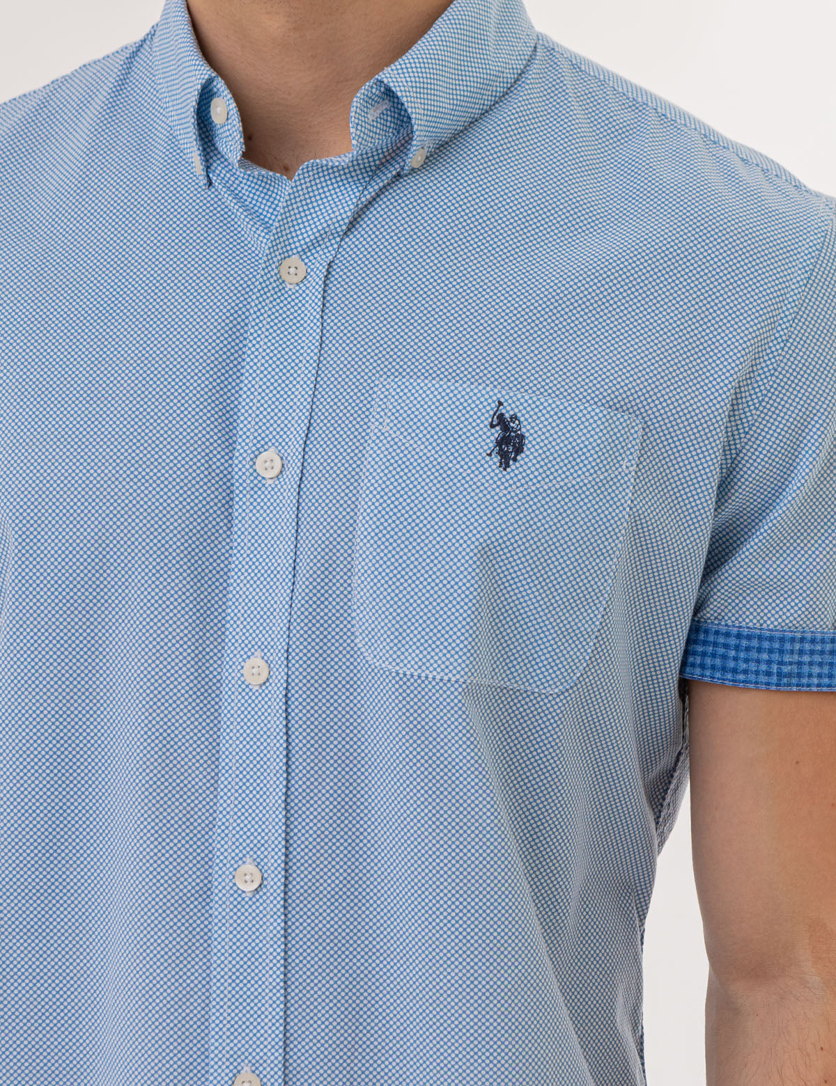 Men's Slub Poplin Shirt with Contrast Facing