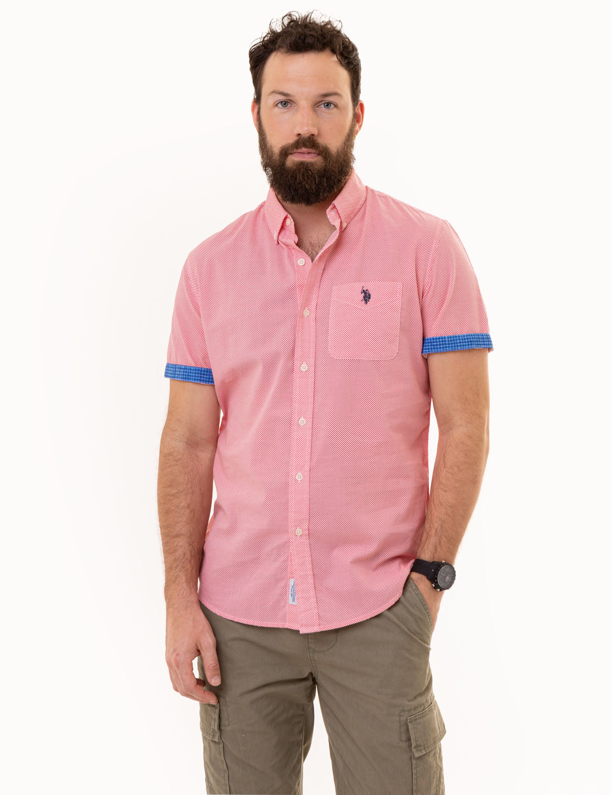 Men's Slub Poplin Shirt with Contrast Facing