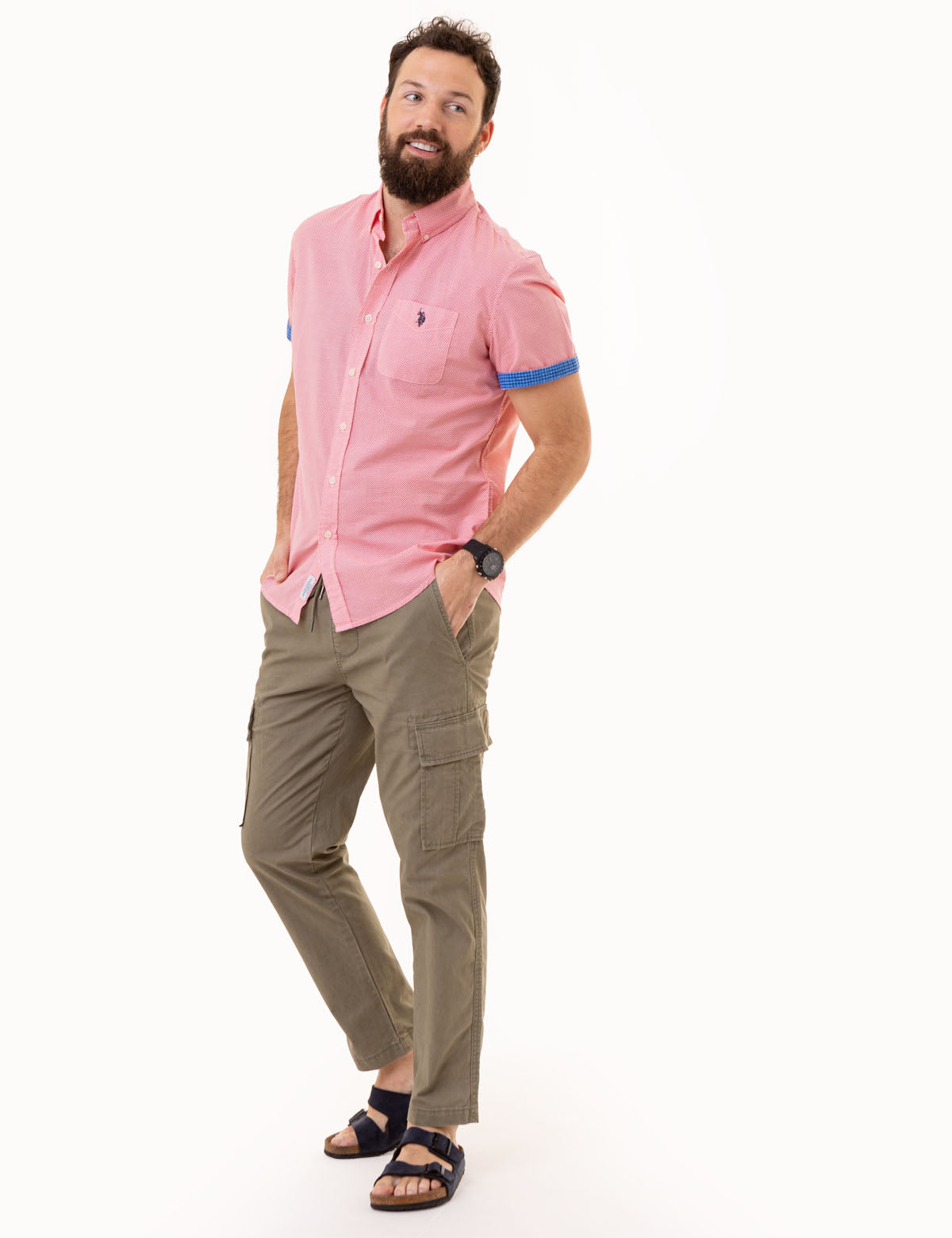 Men's Slub Poplin Shirt with Contrast Facing