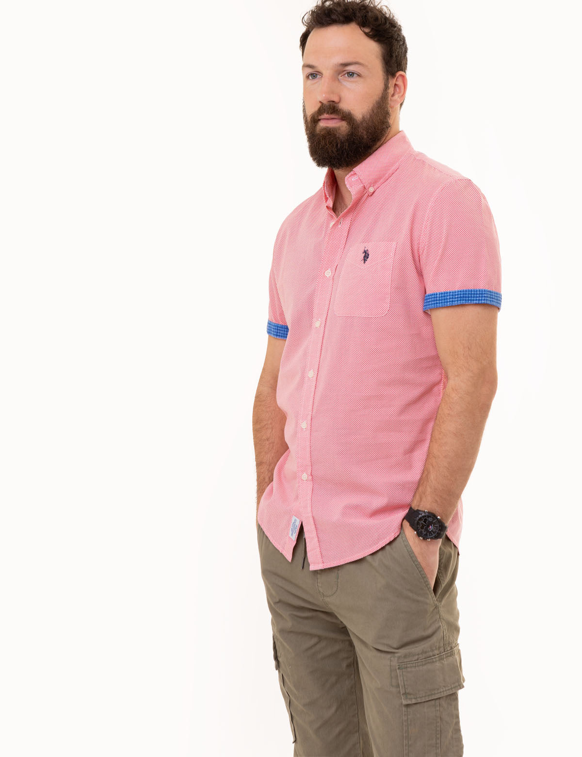 Men's Slub Poplin Shirt with Contrast Facing