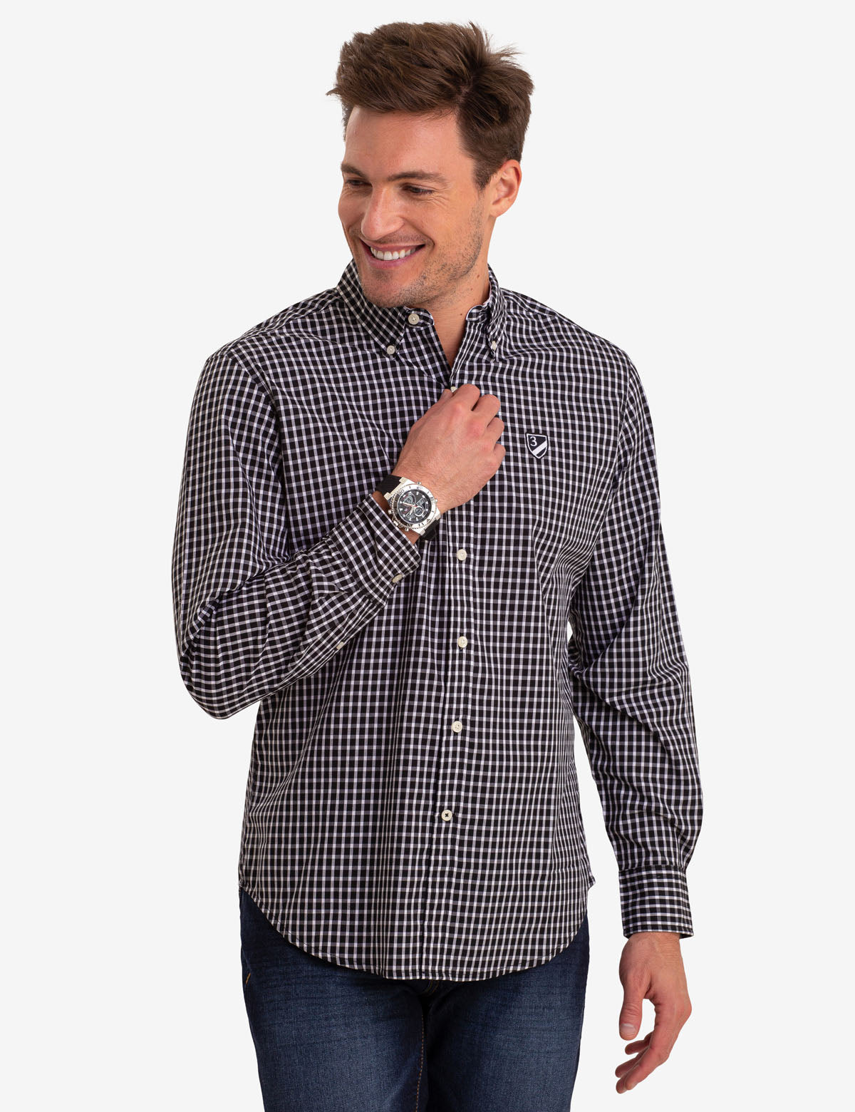 Men's Casual Plaid Shirt - Cotton Blend Long Sleeve Button-Up