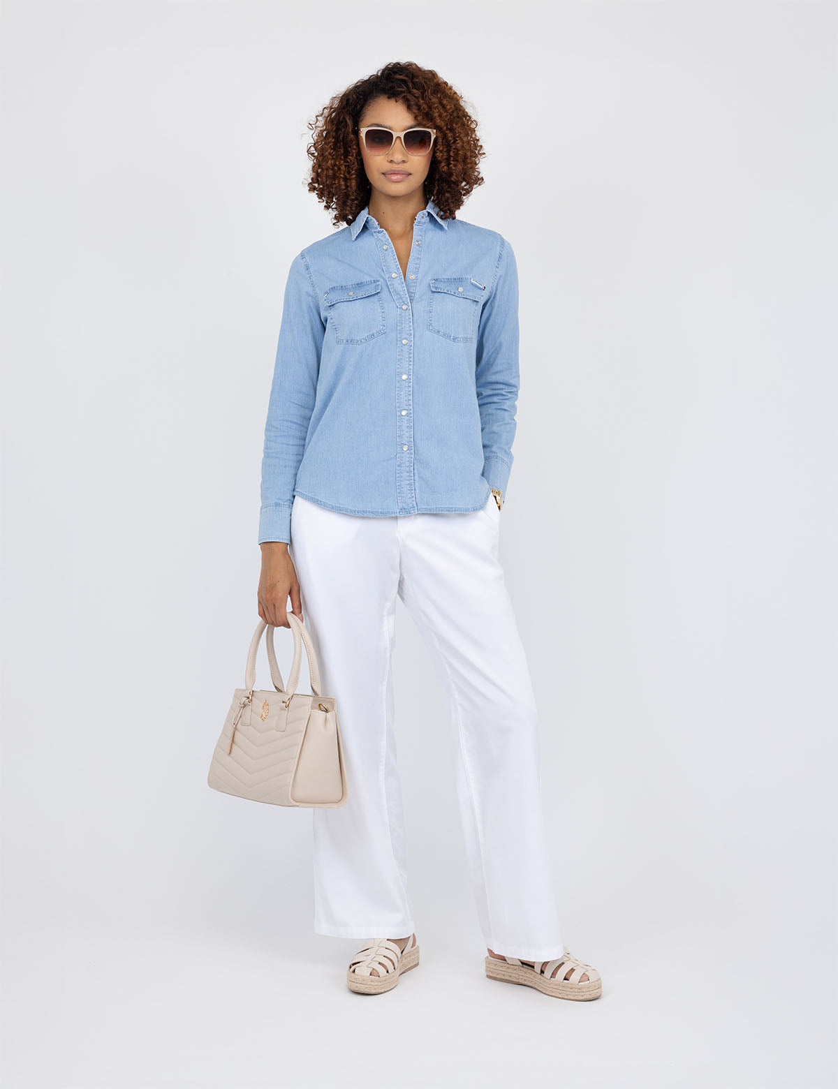 Men's Denim Shirt with Snap Placket - Casual Western Style