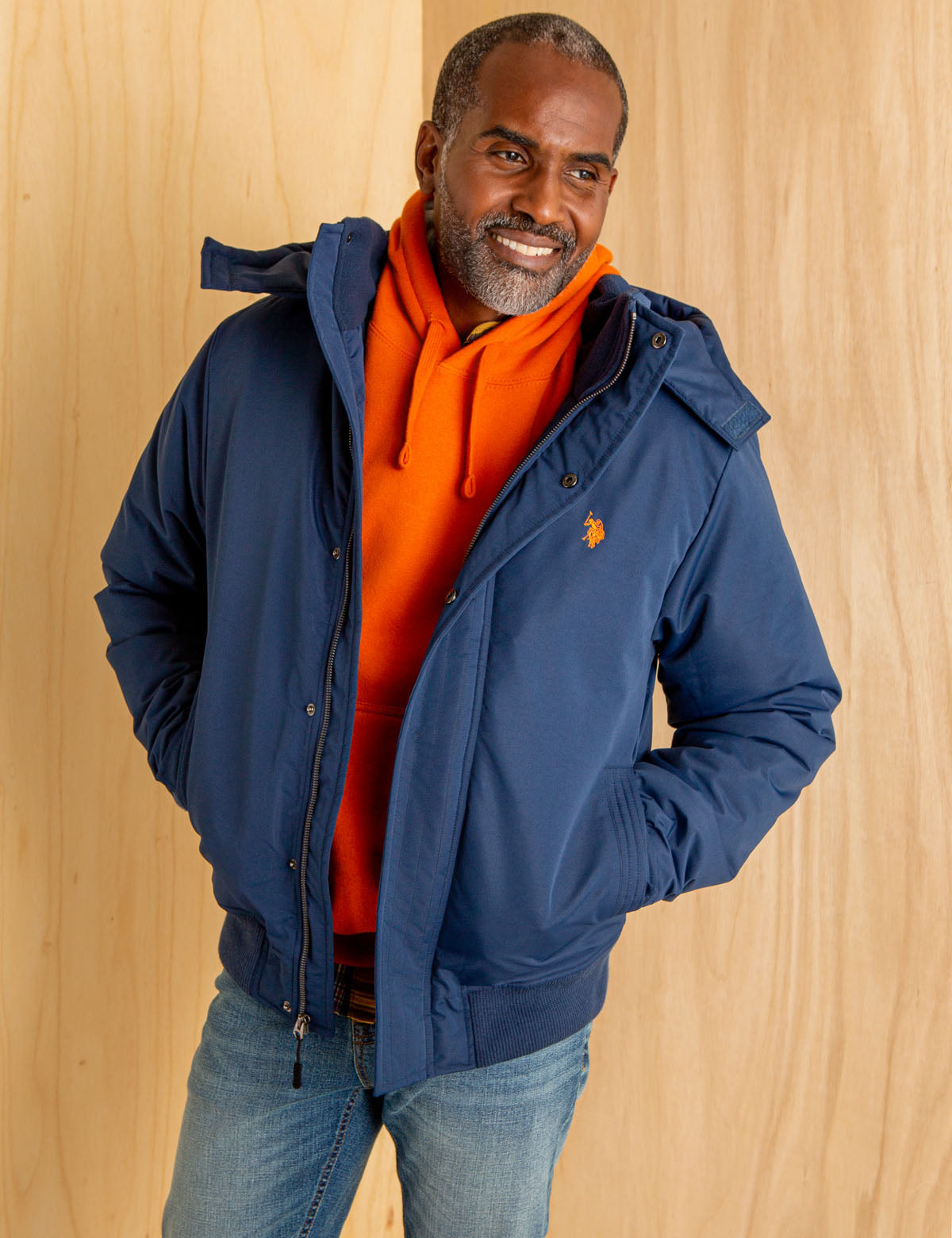 Men's Fleece-Lined Snorkel Jacket with Hood & Side Pockets