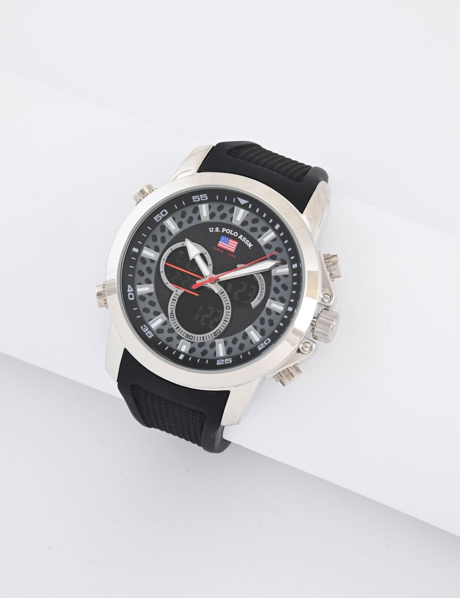 Men's Black Strap Anadigi Digital Watch