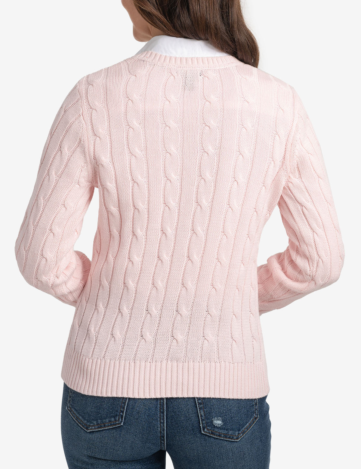 Women's Soft Cable Knit V-Neck Sweater - Ribbed Hem & Cuffs