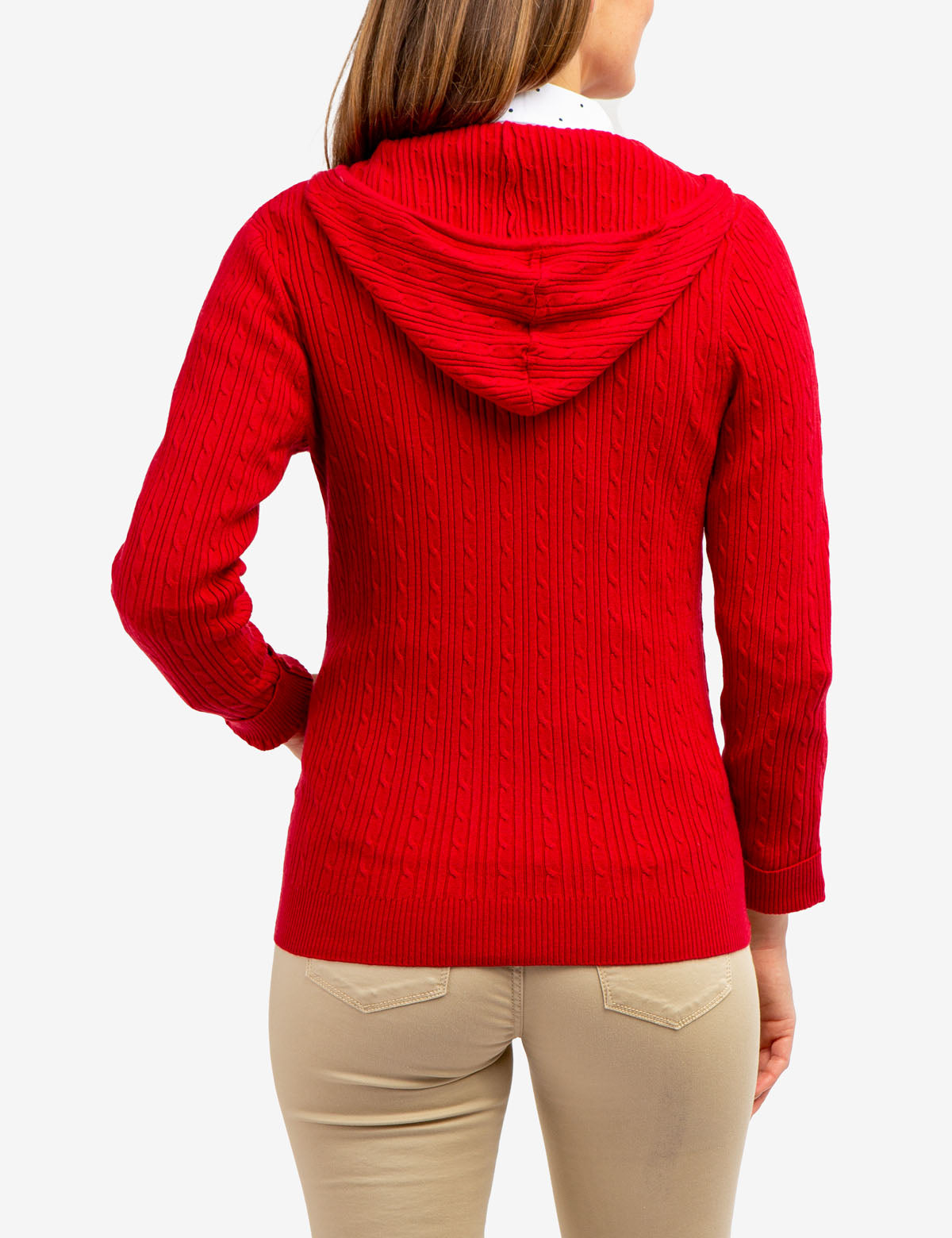 Women's Soft Cable Knit Hoodie with Zipper & Kangaroo Pockets