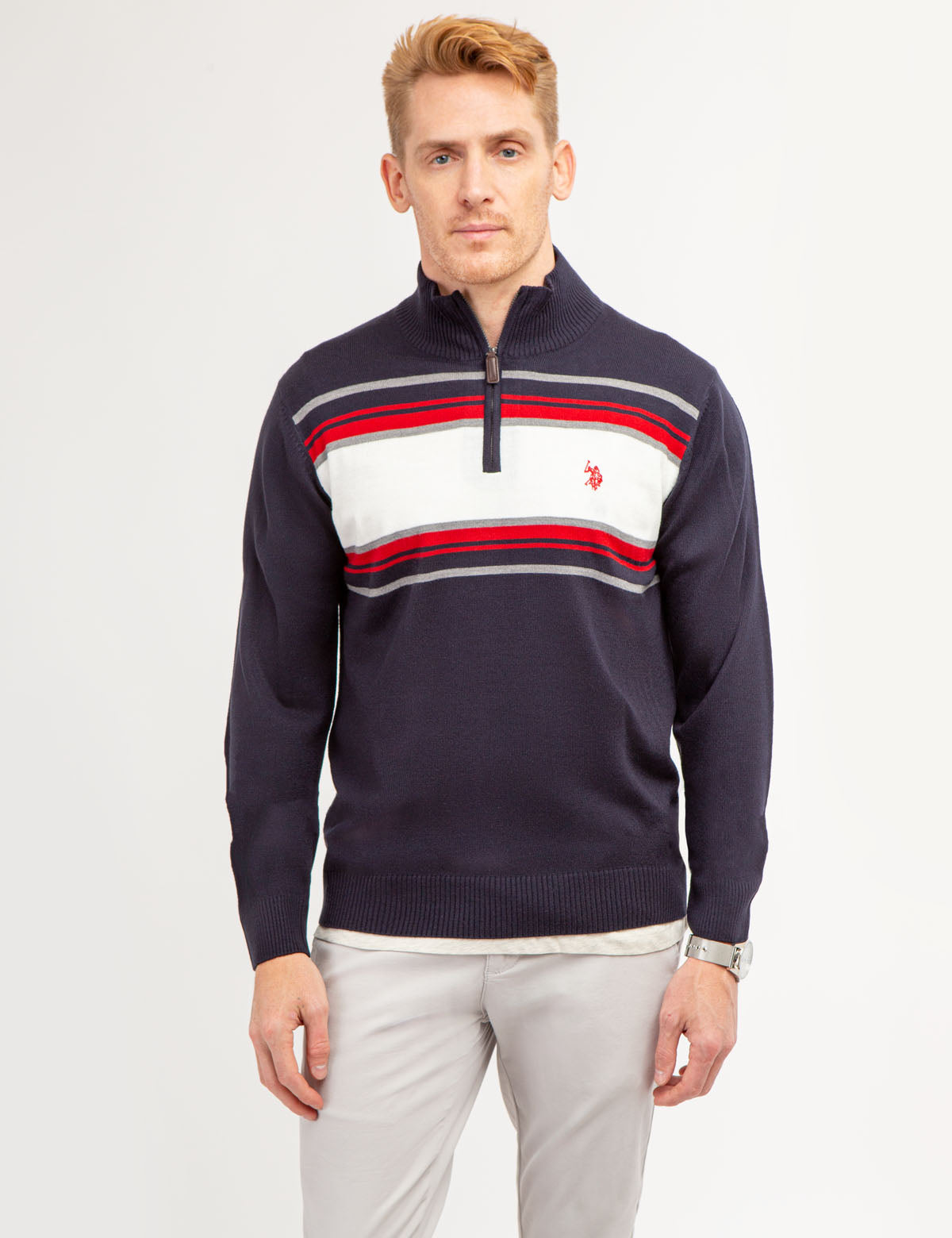 Soft Stripe 1/4 Zip Sweater - Comfortable Casual Pullover