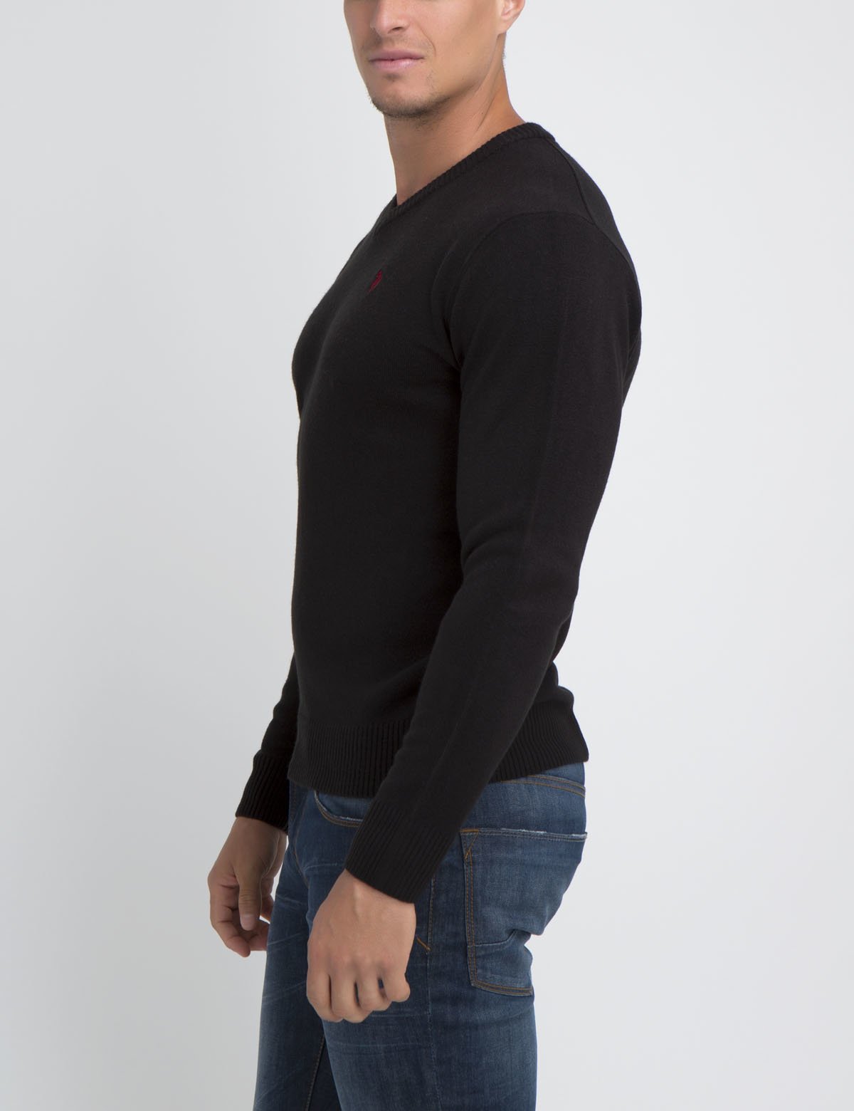 Soft V-Neck Sweater for Women - Ribbed Cuffs & Acrylic Knit