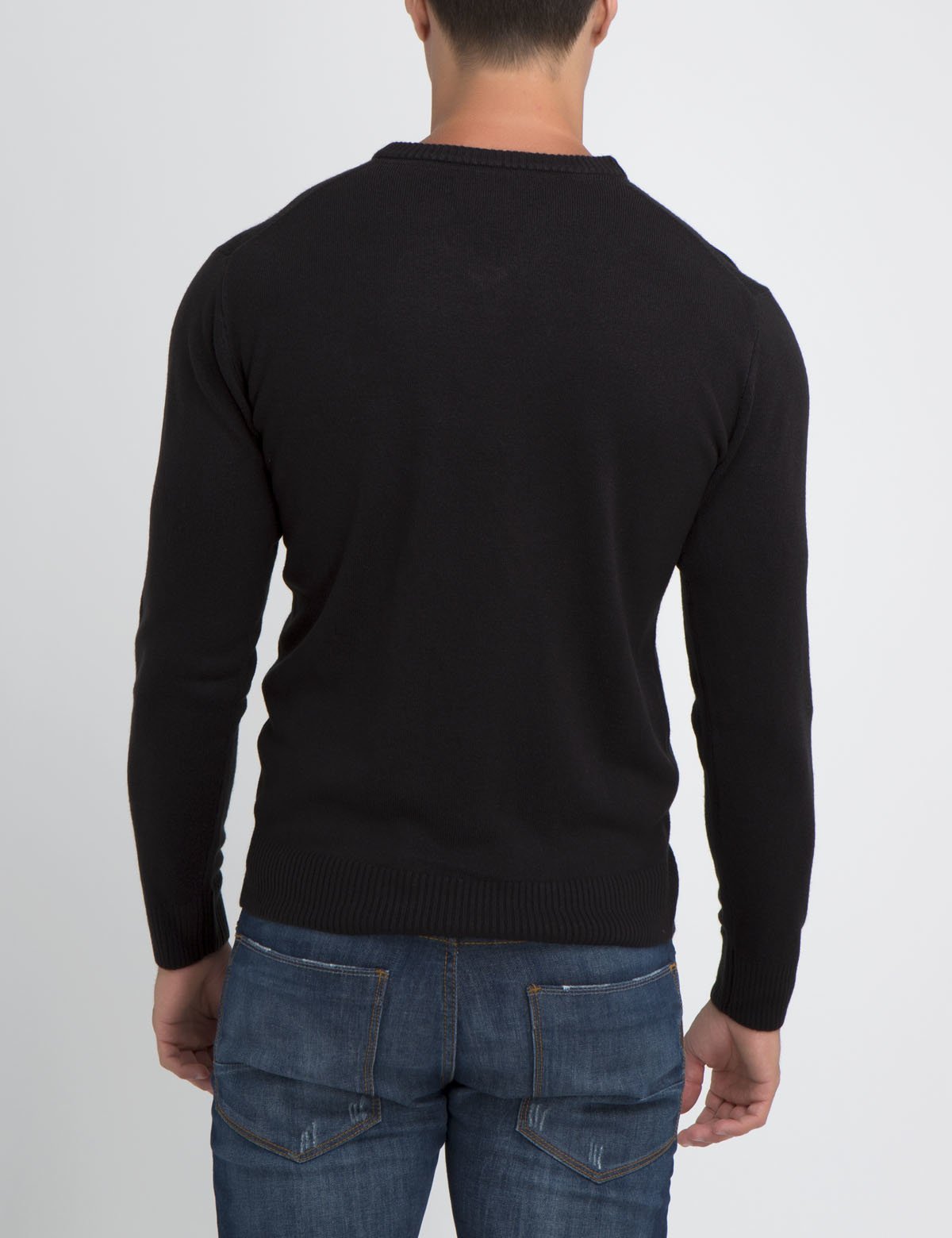 Soft V-Neck Sweater for Women - Ribbed Cuffs & Acrylic Knit