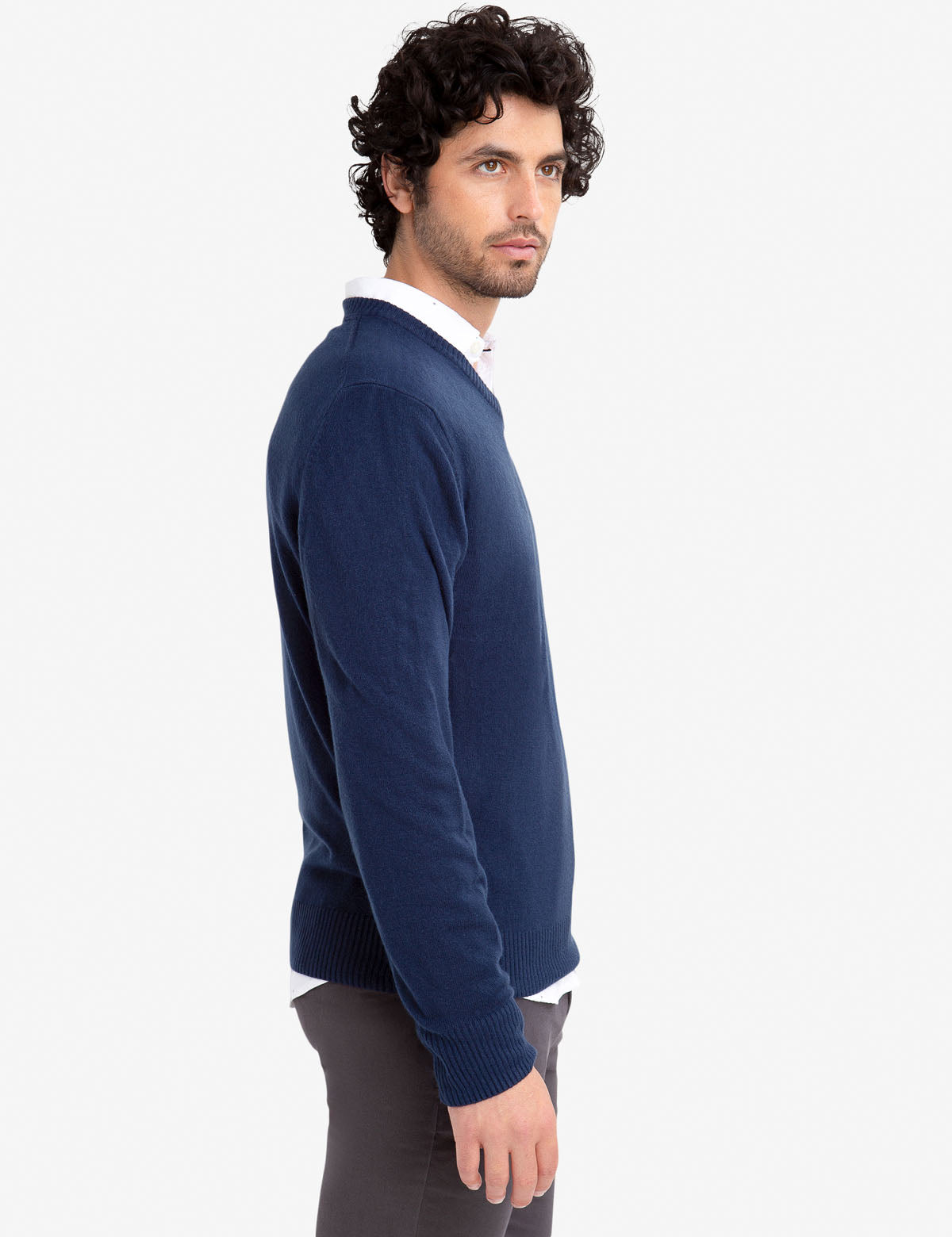 Soft V-Neck Sweater for Women - Ribbed Cuffs & Acrylic Knit