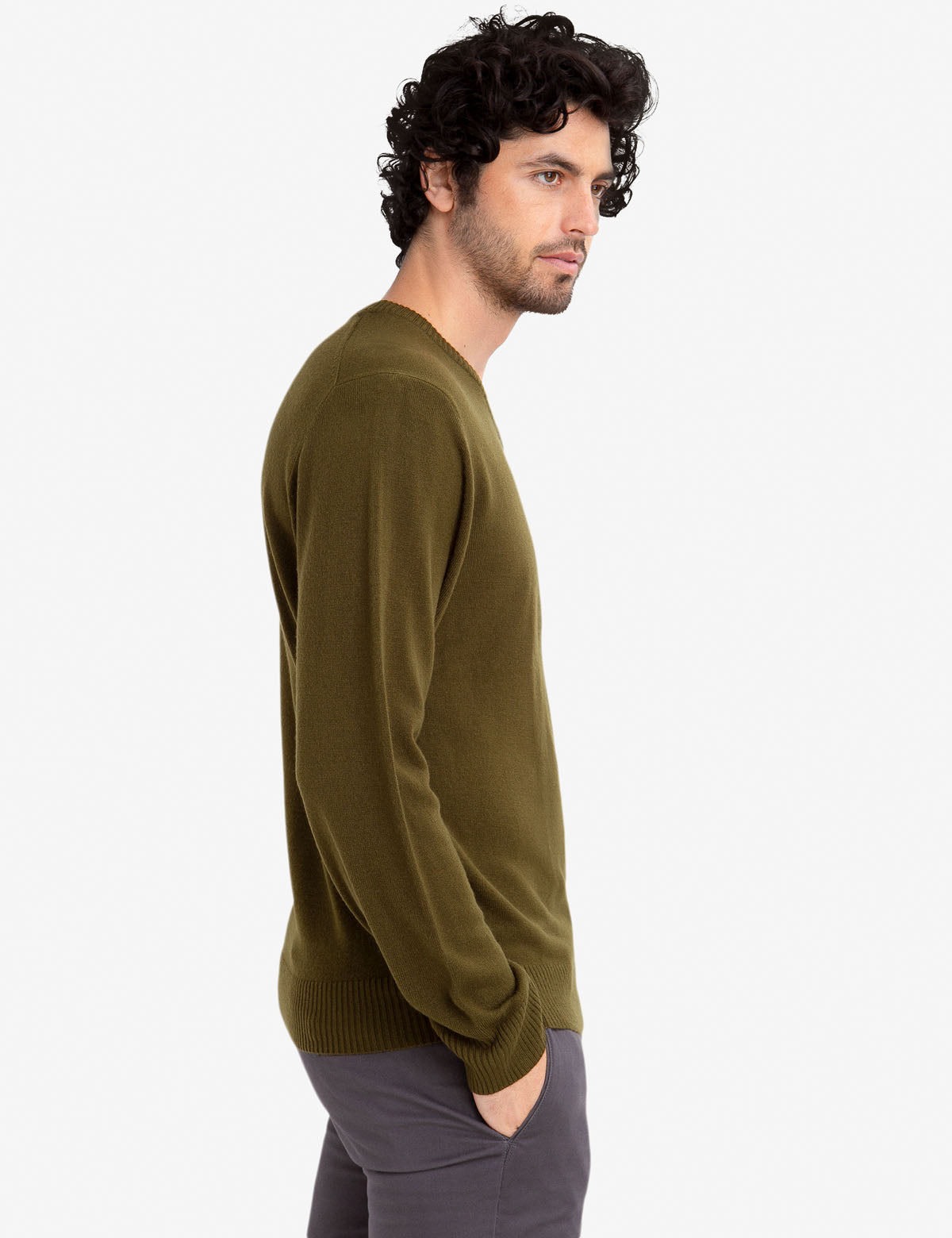 Soft V-Neck Sweater for Women - Ribbed Cuffs & Acrylic Knit