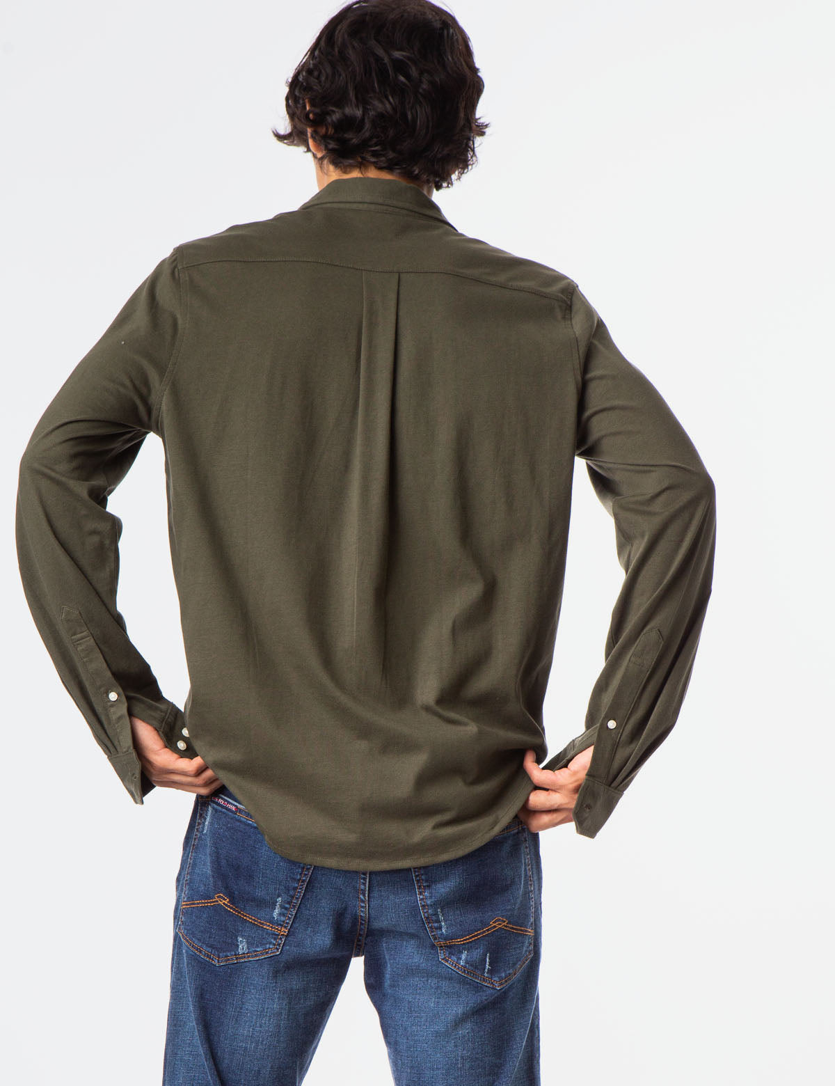Men's Solid Button-Down Jersey Shirt by USPA