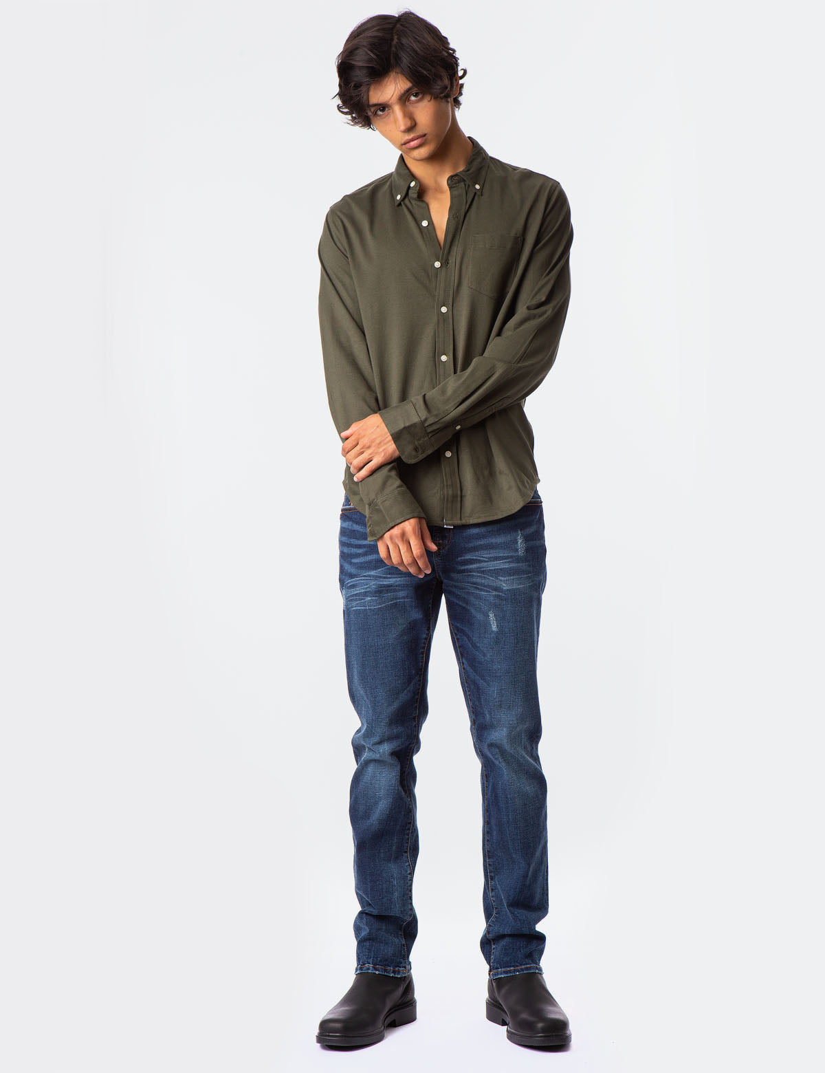 Men's Solid Button-Down Jersey Shirt by USPA