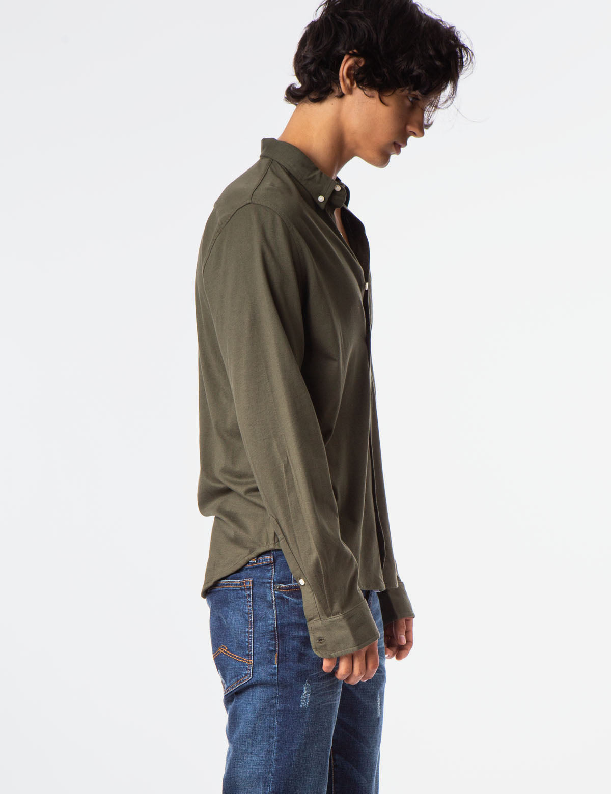 Men's Solid Button-Down Jersey Shirt by USPA