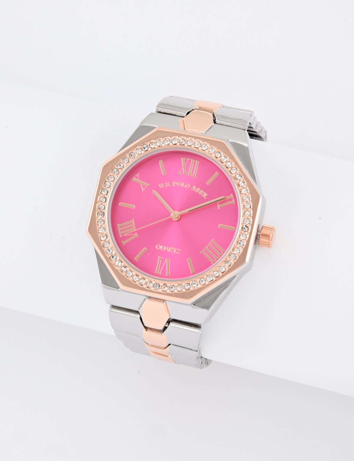 Women's Two-Tone Pink Dial Link Bracelet Watch