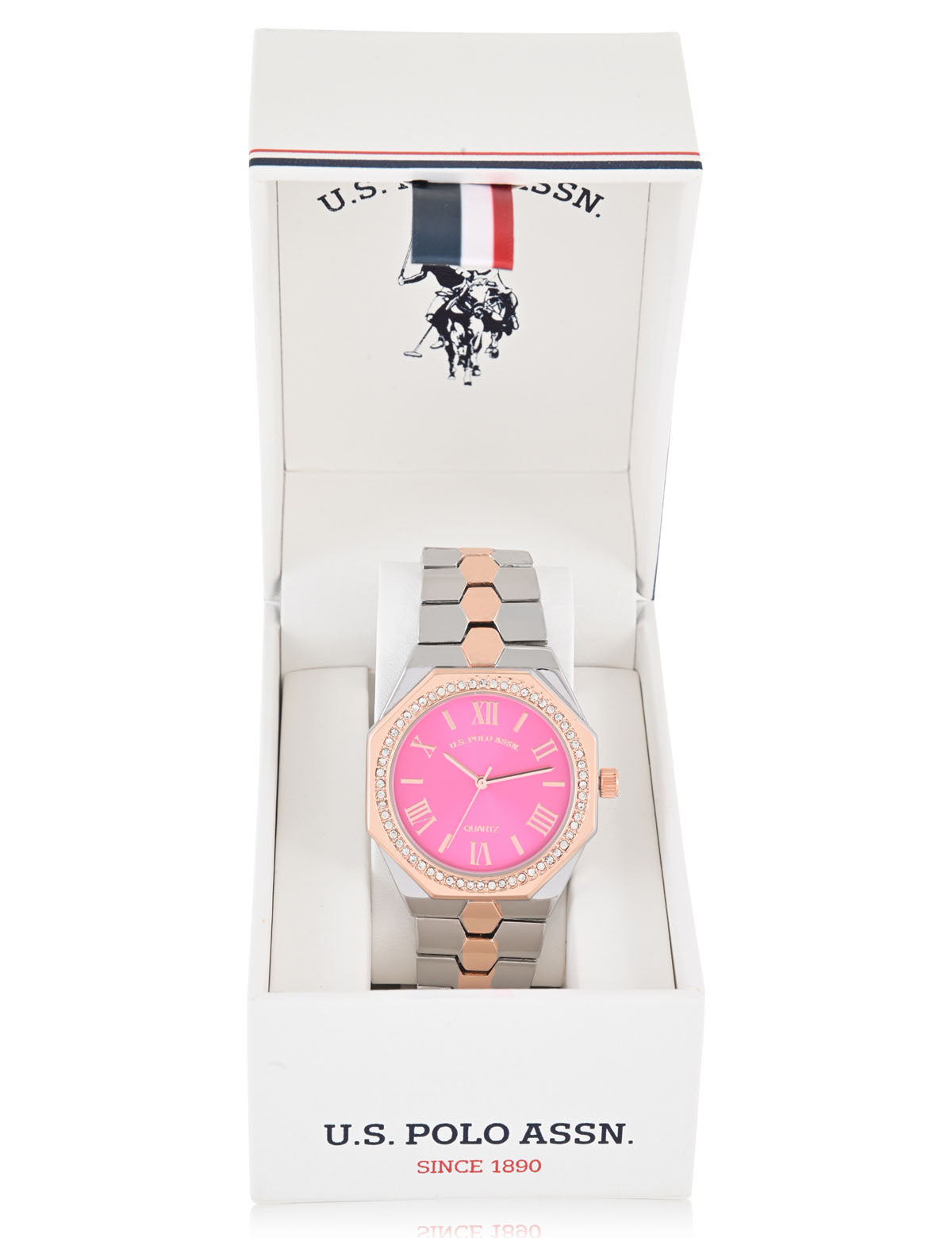 Women's Two-Tone Pink Dial Link Bracelet Watch