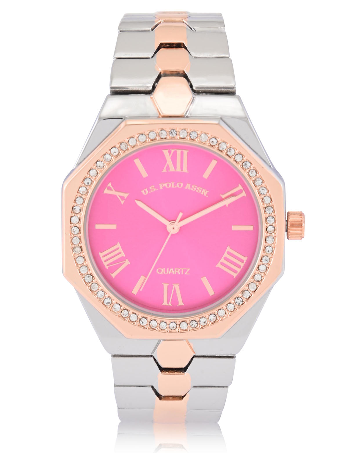 Women's Two-Tone Pink Dial Link Bracelet Watch